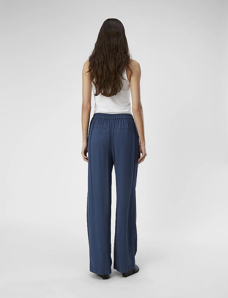 Object - OBJSANNE ALINE WIDE PANT NOOS - hosen mit weitem bein - dark denim - 3