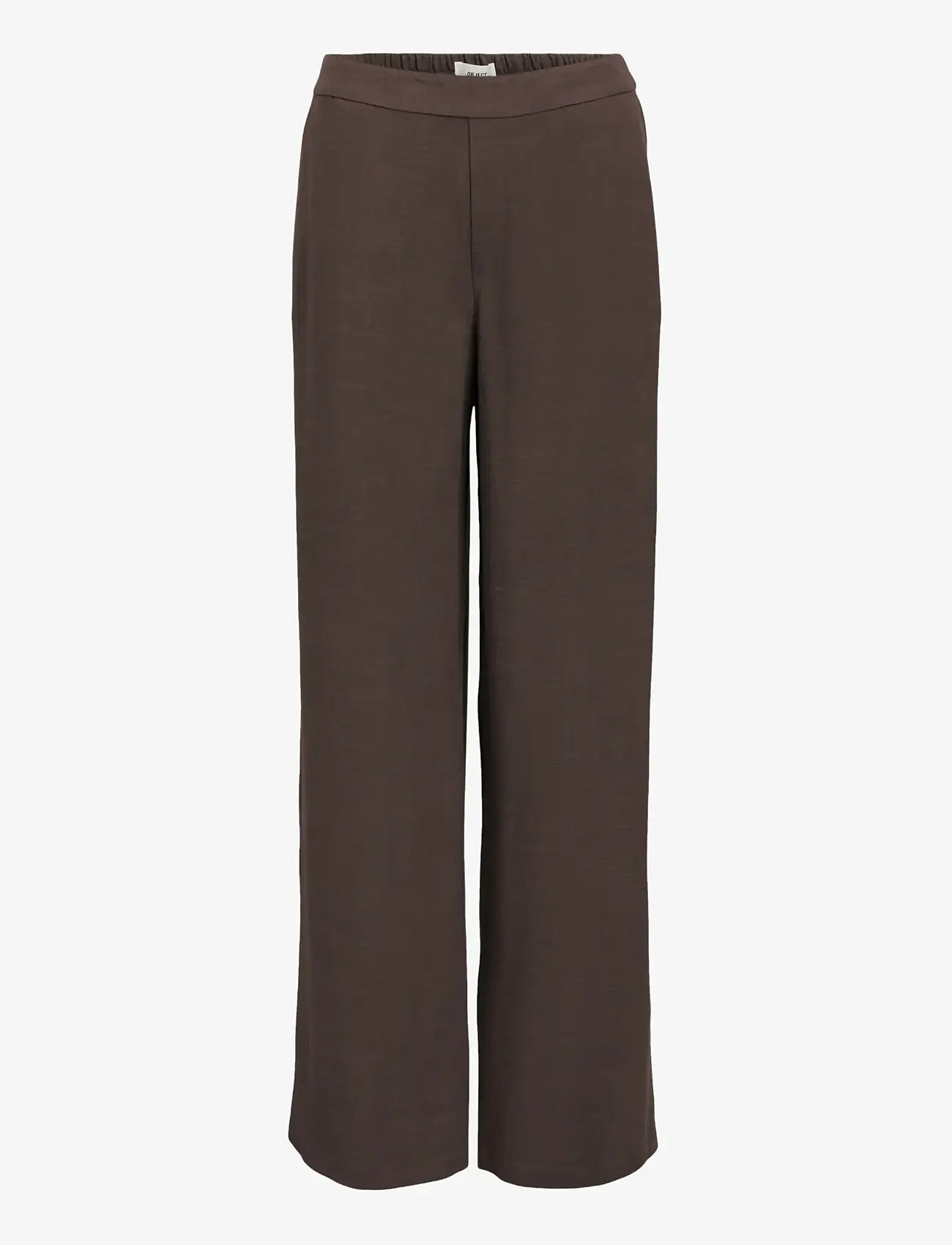 Object - OBJSANNE ALINE WIDE PANT NOOS - wide leg trousers - seal brown - 1