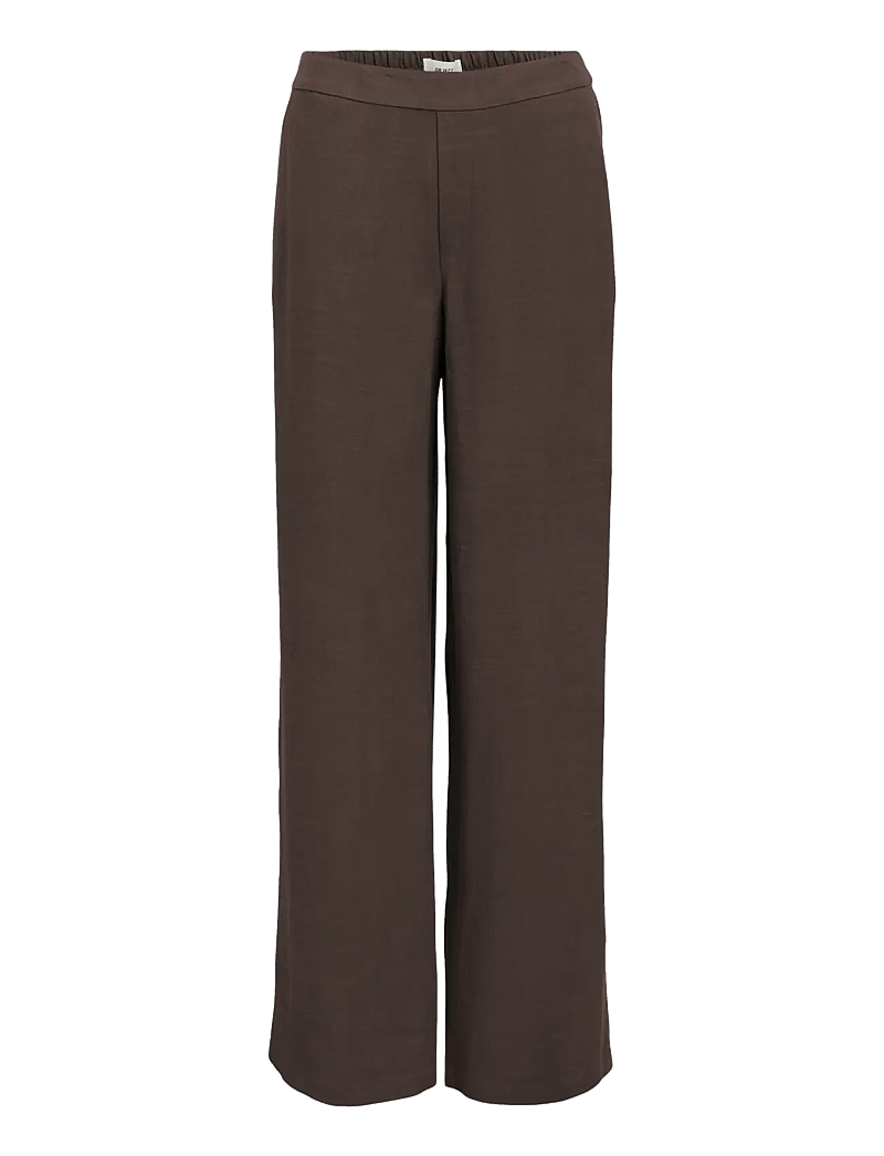 Object - OBJSANNE ALINE WIDE PANT NOOS - spodnie szerokie - seal brown - 1