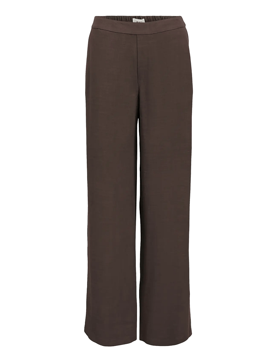 Object - OBJSANNE ALINE WIDE PANT NOOS - bukser med brede ben - seal brown - 1