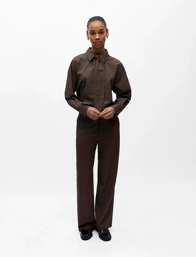Object - OBJSANNE ALINE WIDE PANT NOOS - spodnie szerokie - seal brown - 0