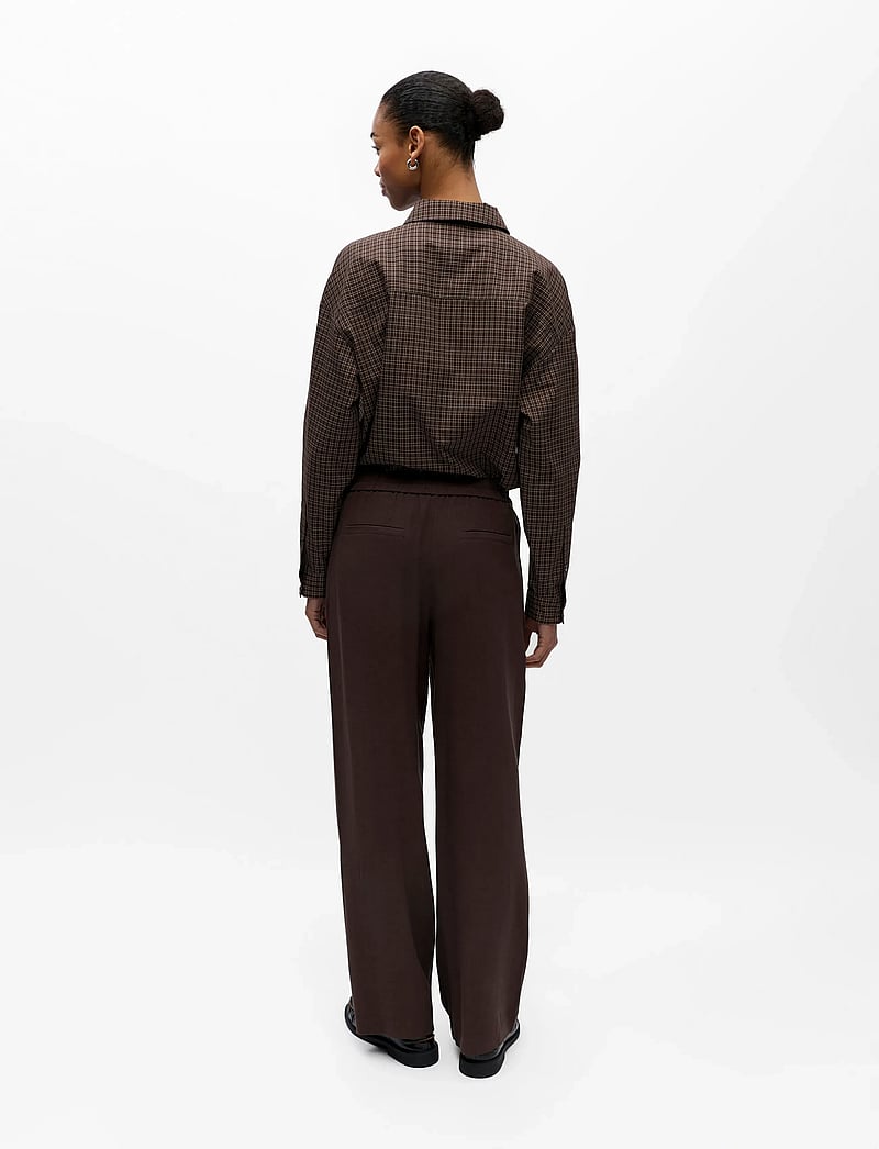 Object - OBJSANNE ALINE WIDE PANT NOOS - spodnie szerokie - seal brown - 2