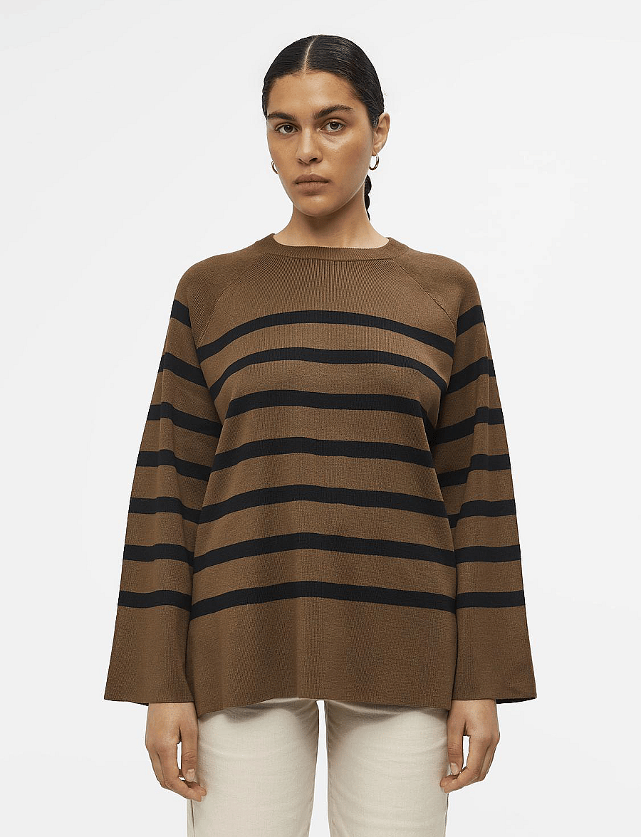 Object - OBJESTER LS KNIT TOP NOOS - pullover - dark earth - 0