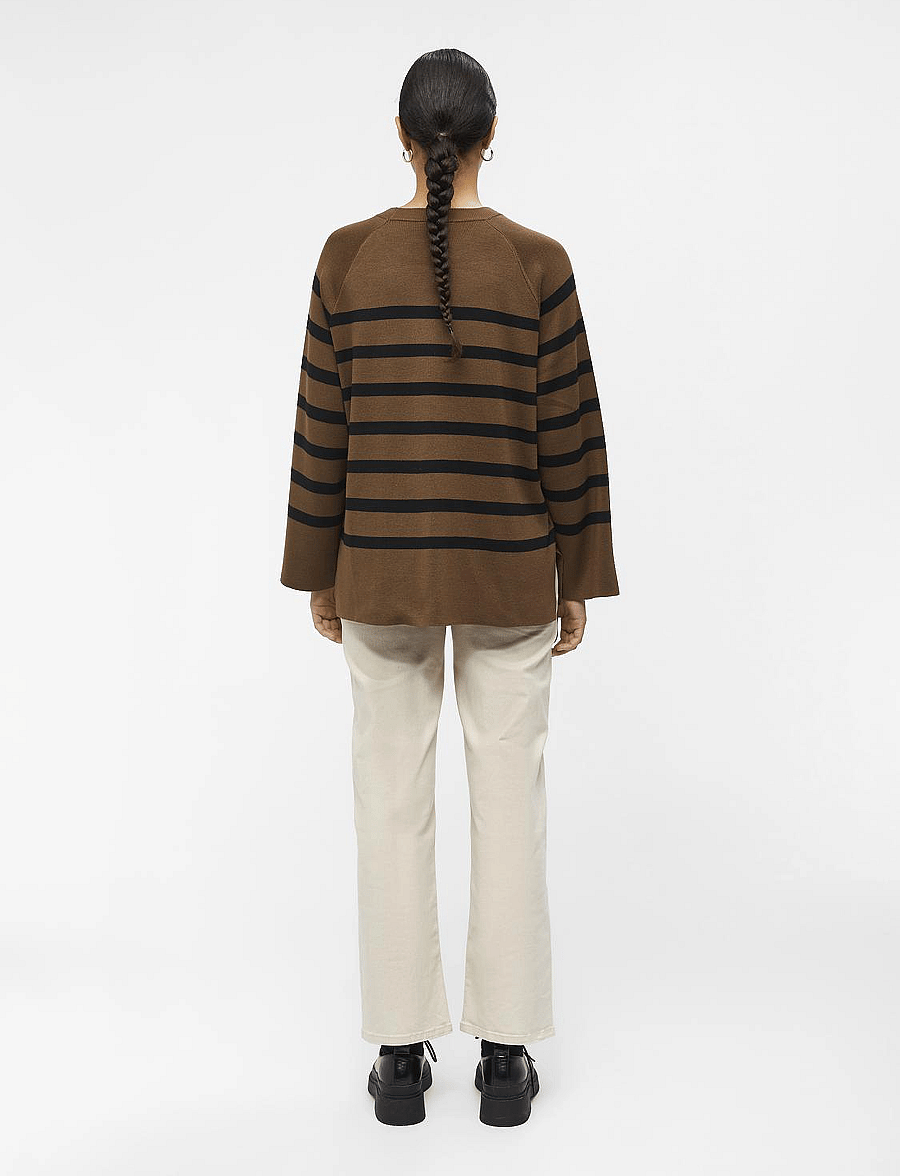 Object - OBJESTER LS KNIT TOP NOOS - pullover - dark earth - 3