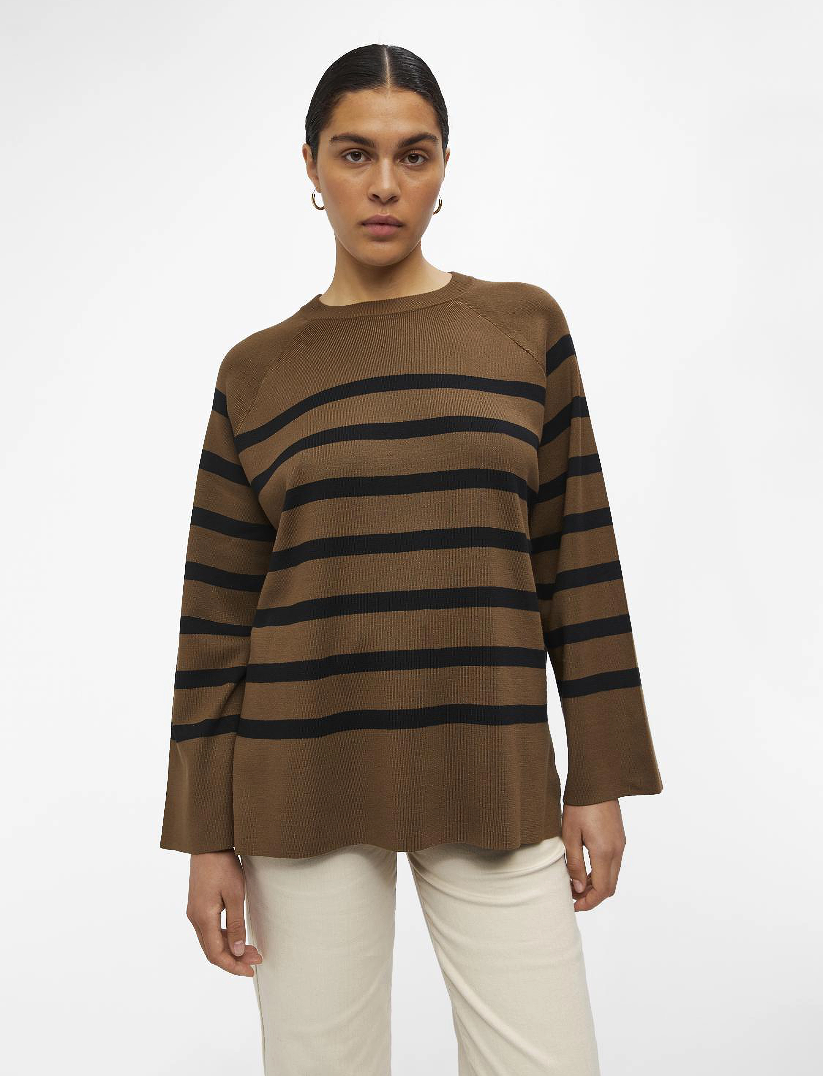 Object - OBJESTER LS KNIT TOP NOOS - tröjor - dark earth - 4