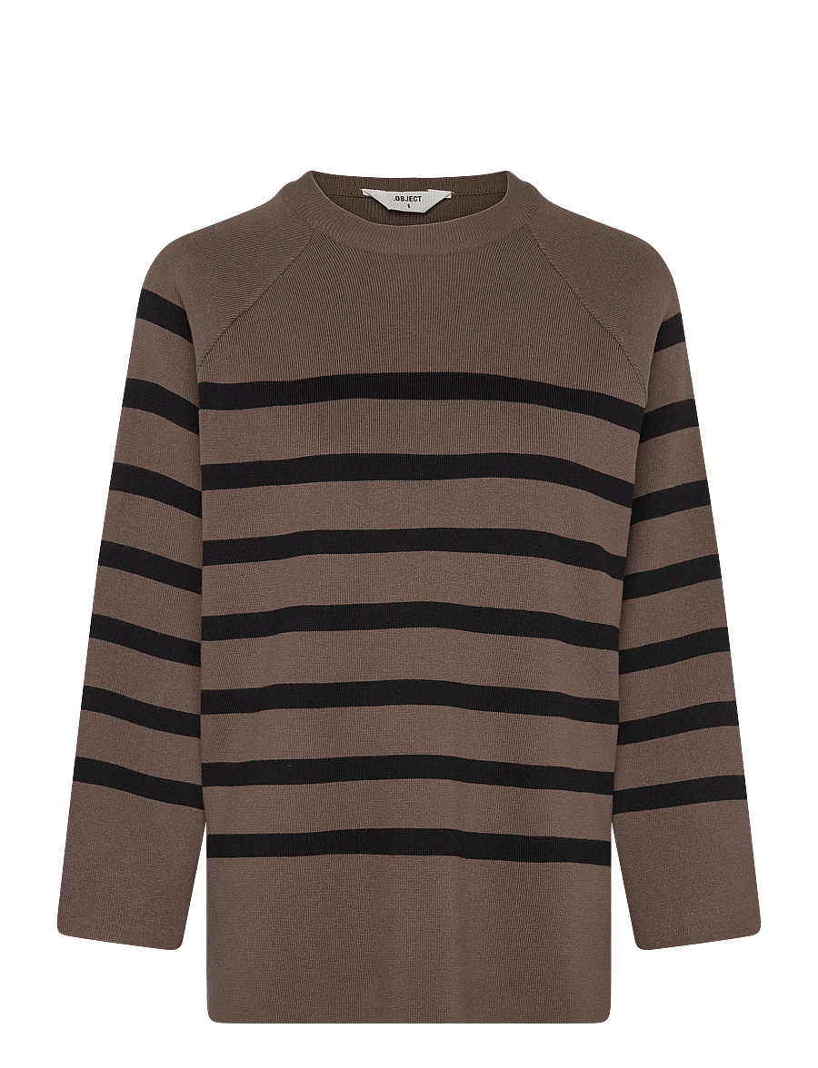 Object - OBJESTER LS KNIT TOP NOOS - stickade tröjor - morel - 1
