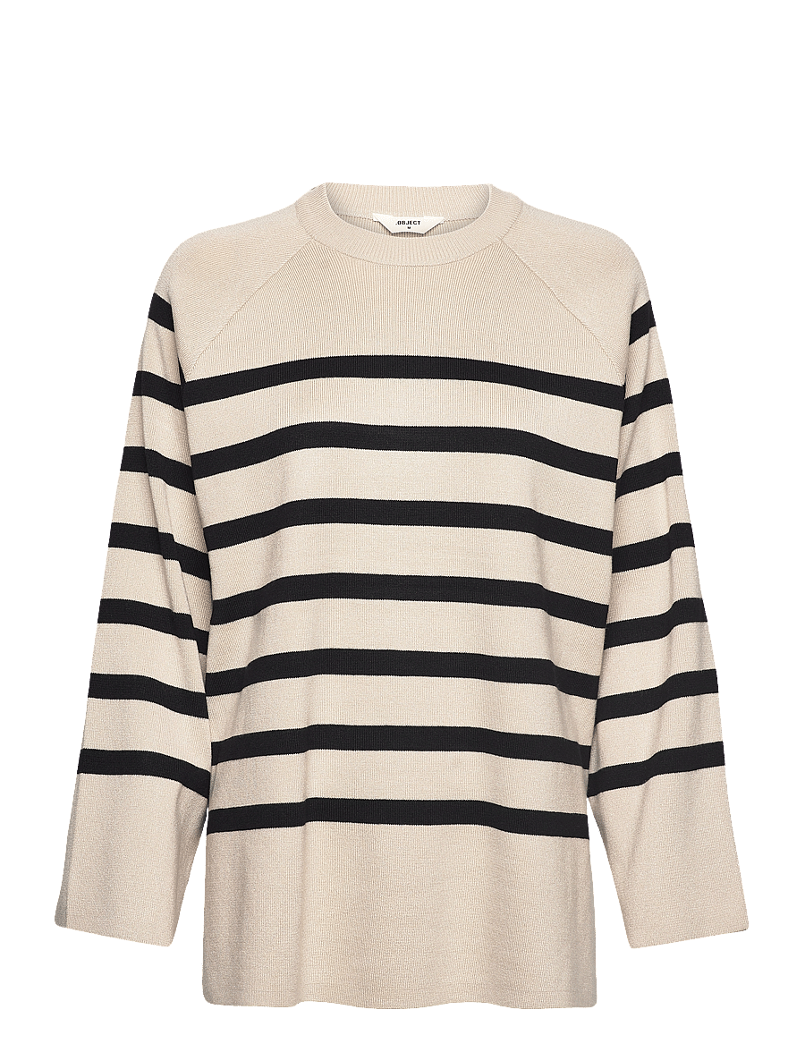 Object - OBJESTER LS KNIT TOP NOOS - stickade tröjor - sandshell - 1