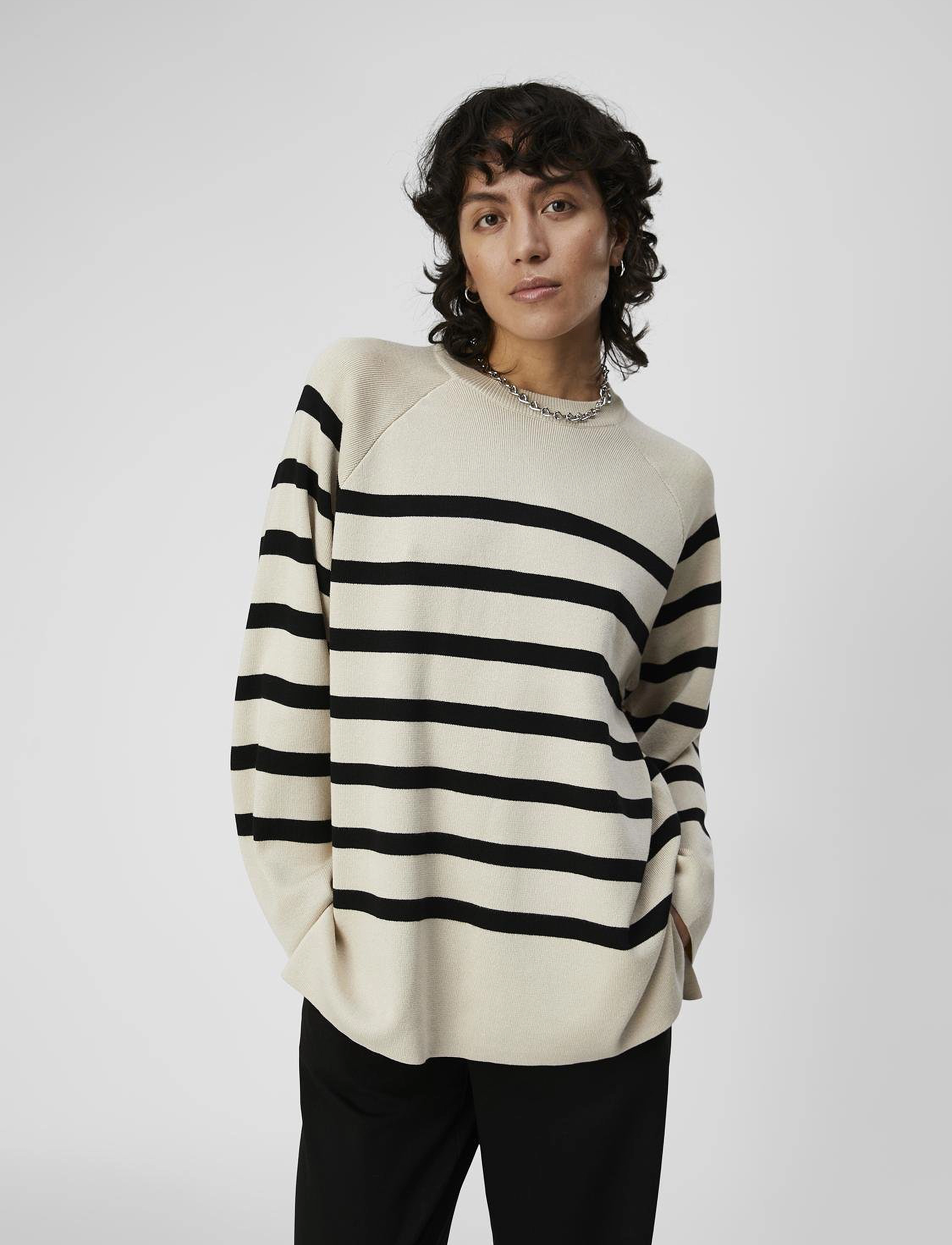 Object Objester Ls Knit Top Noos, M, Knitwear, Mehrfarbig/gemustert - Jumpers, Frauen