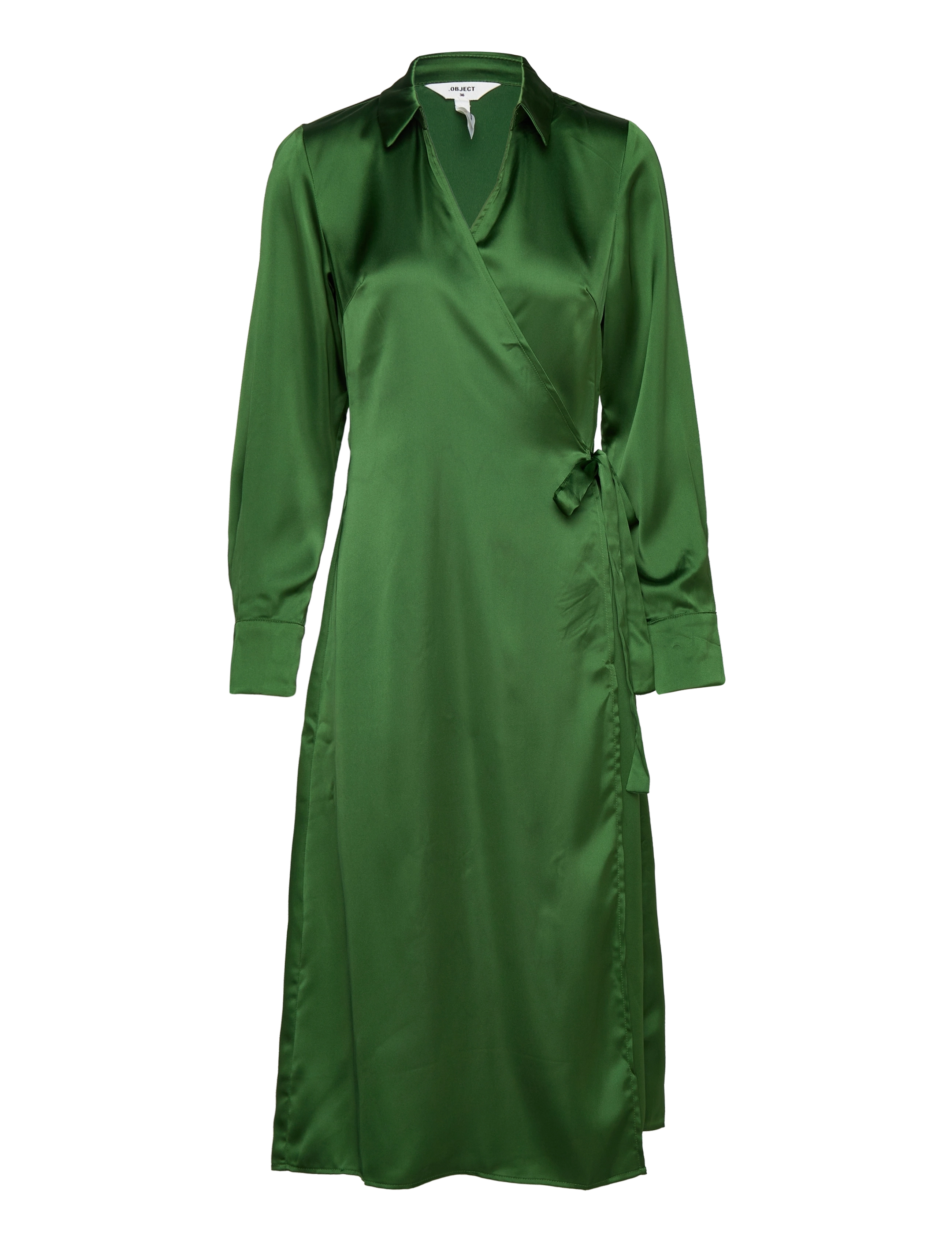 Object OBJSATEEN TANIA LS WRAP DRESS A DIV - Skjortekjoler - ARTICHOKE GREEN / green