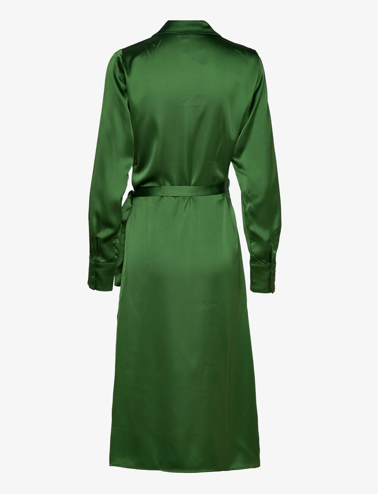 Object - OBJSATEEN TANIA LS WRAP DRESS A DIV - shirt dresses - artichoke green - 1
