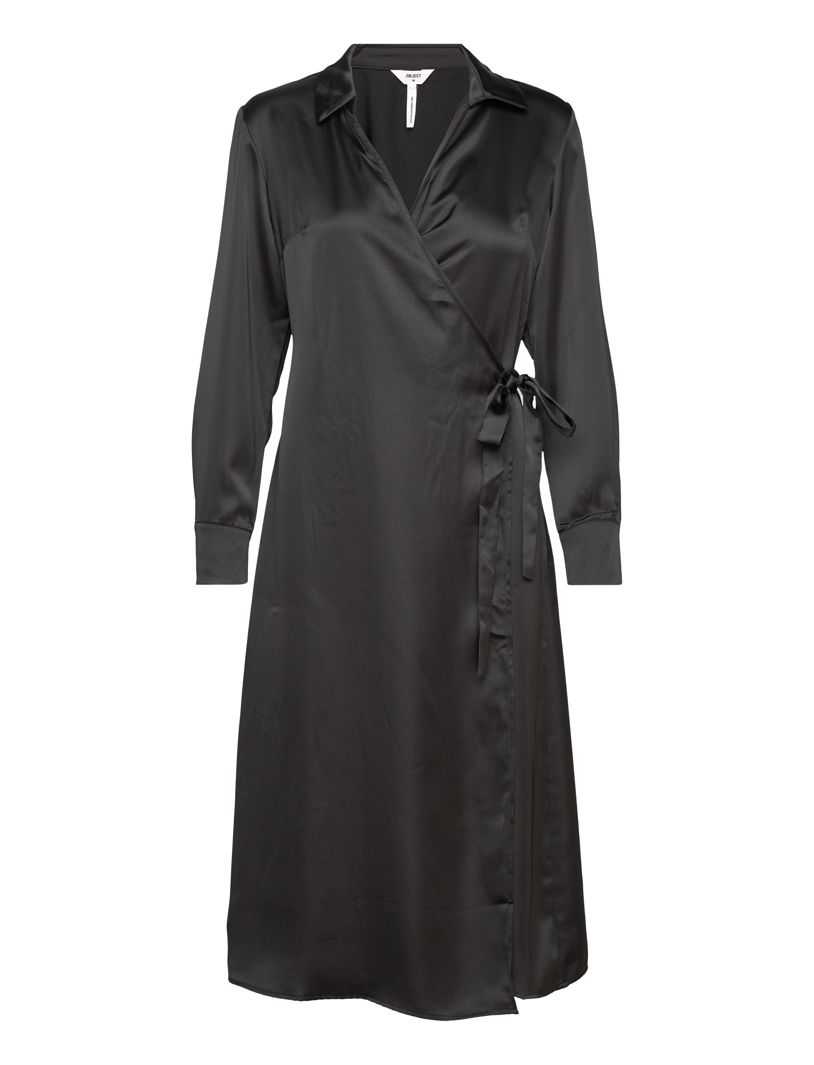 OBJECT Objsateen Tania Ls Wrap Kleid A Div Schwarz - 34 - Damen