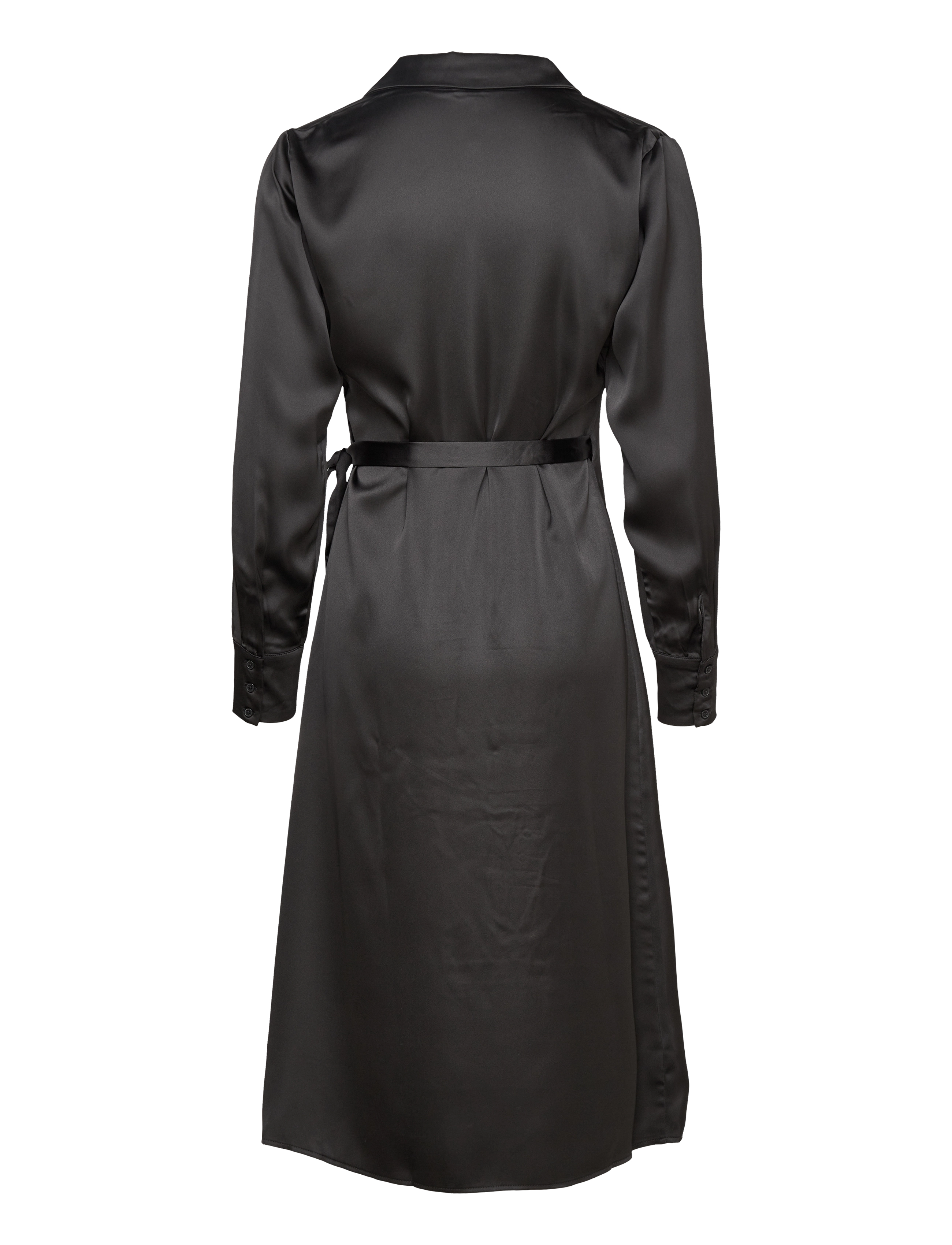 Object - OBJSATEEN TANIA LS WRAP DRESS A DIV - skjortekjoler - black - 2