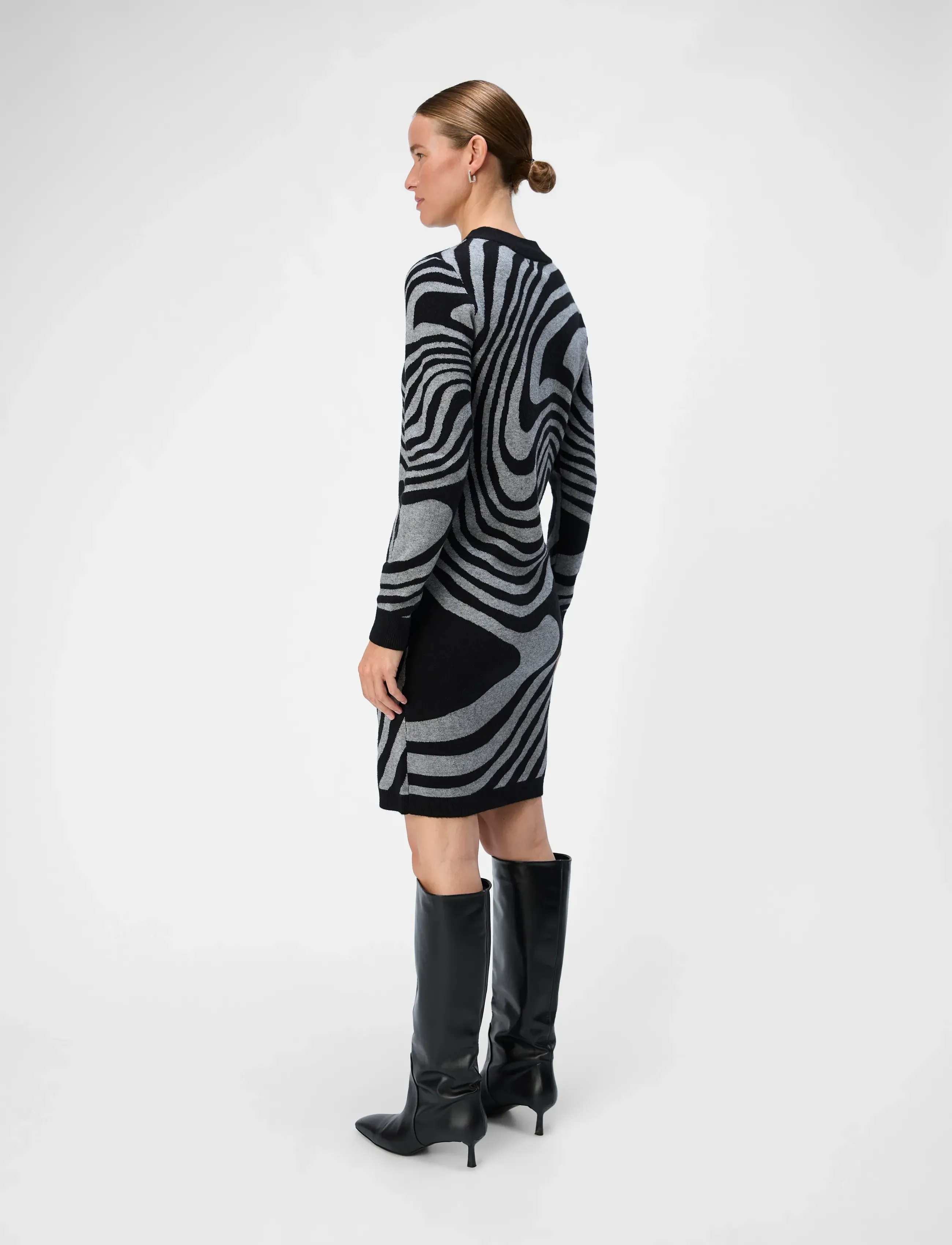 Object - OBJRAY L/S  KNIT DRESS AOP NOOS - sukienki krótkie - black - 2