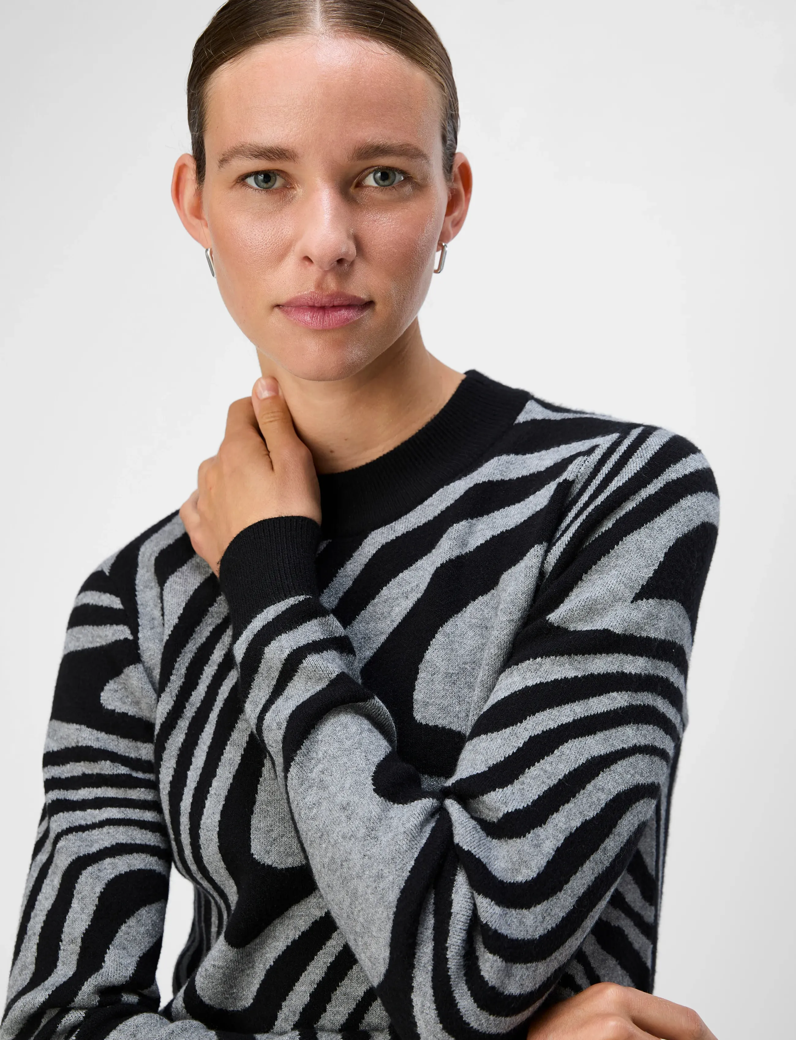 Object - OBJRAY L/S  KNIT DRESS AOP NOOS - sukienki krótkie - black - 4