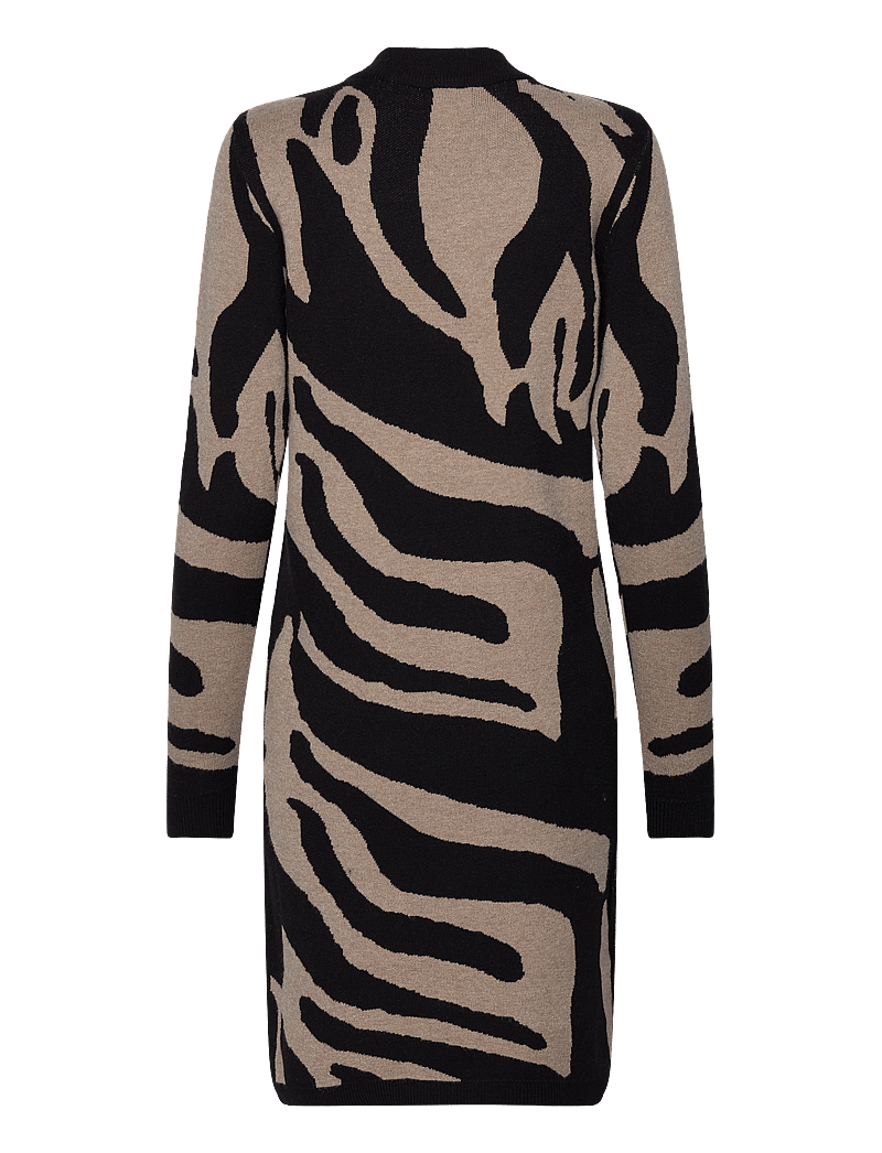 Object - OBJRAY L/S KNIT DRESS AOP NOOS - stickade klänningar - black - 2