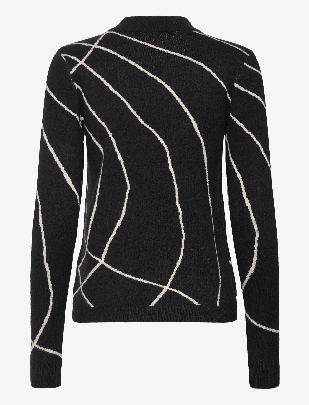 Object - OBJRAY L/S  KNIT PULLOVER AOP NOOS - black - 1