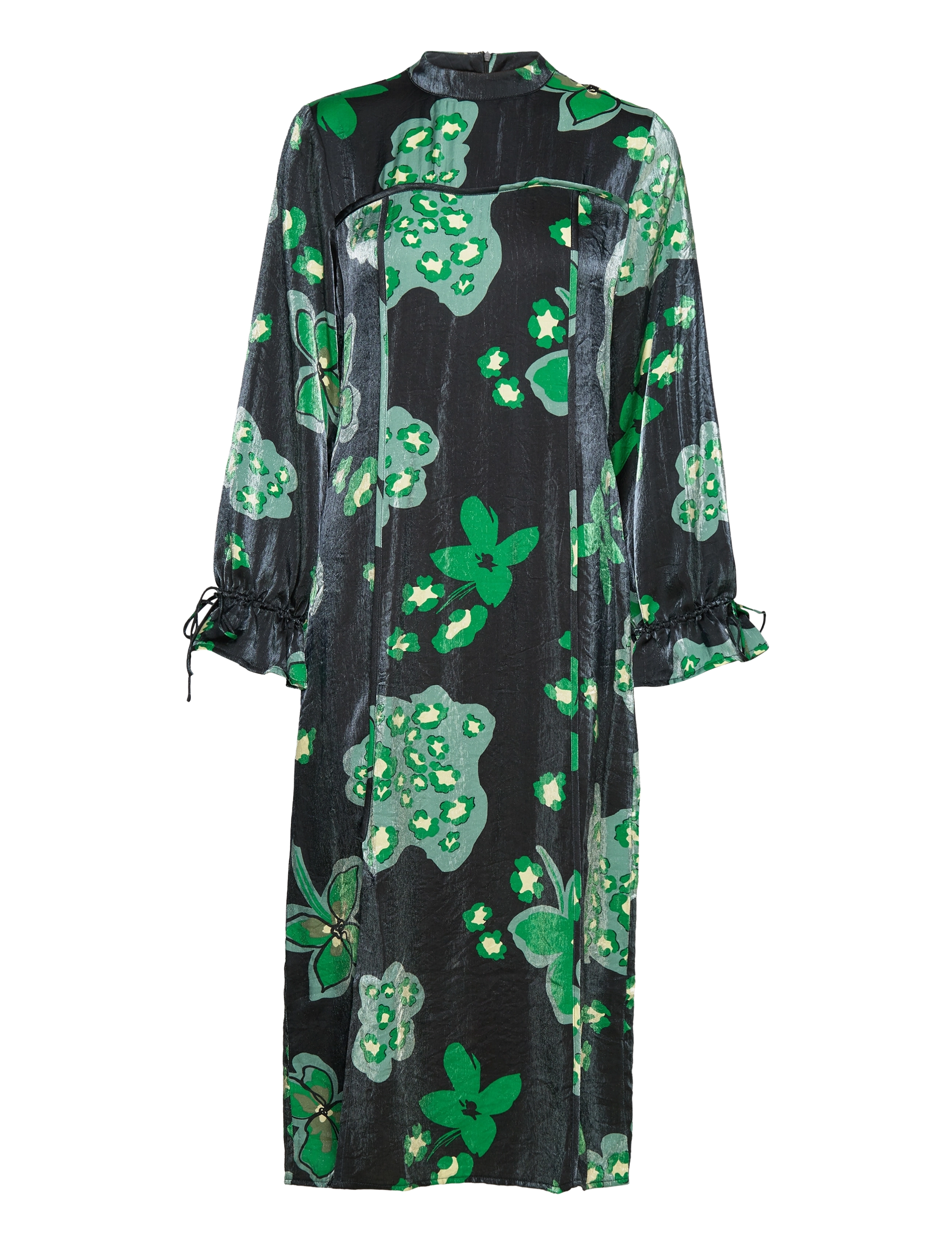 OBJFLORA L/S LONG DRESS 125 - BLACK