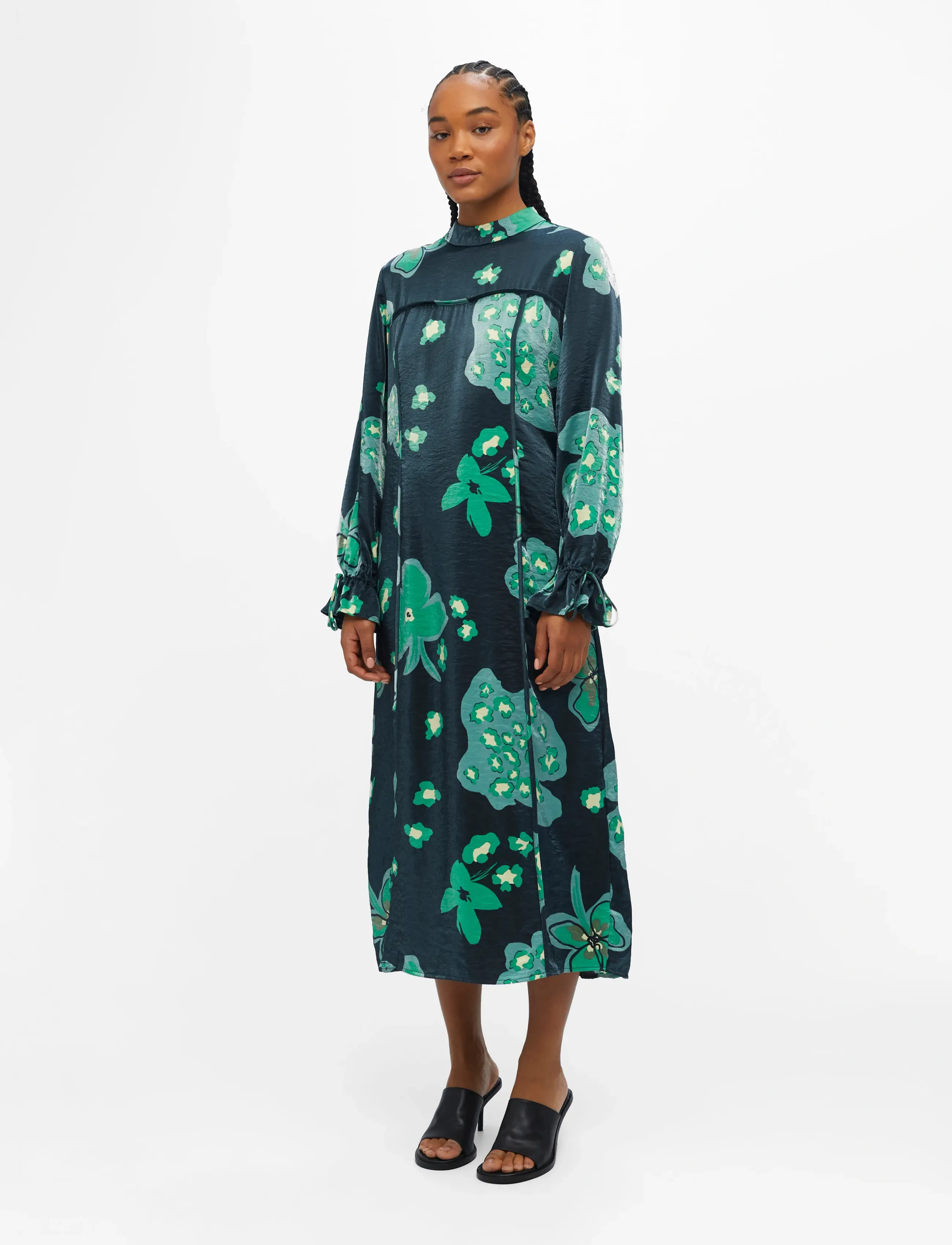 Object - OBJFLORA L/S LONG DRESS 125 - midiklänningar - black - 5