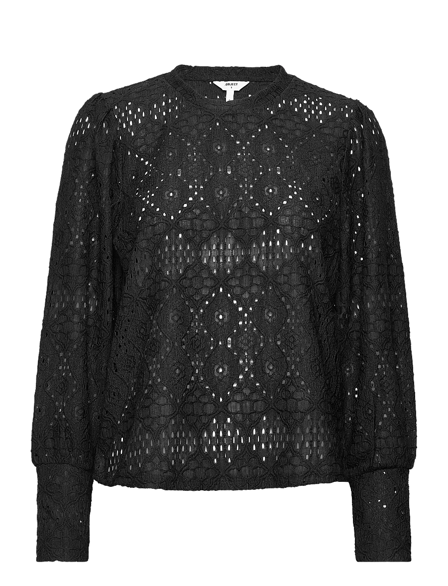 Object - OBJFEODORA L/S TOP NOOS - pikkade varrukatega pluusid - black - 1