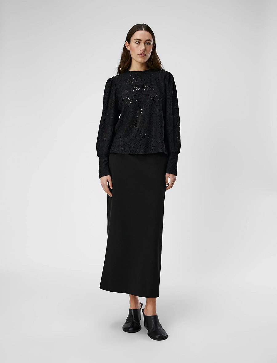 Object - OBJFEODORA L/S TOP NOOS - pikkade varrukatega pluusid - black - 4