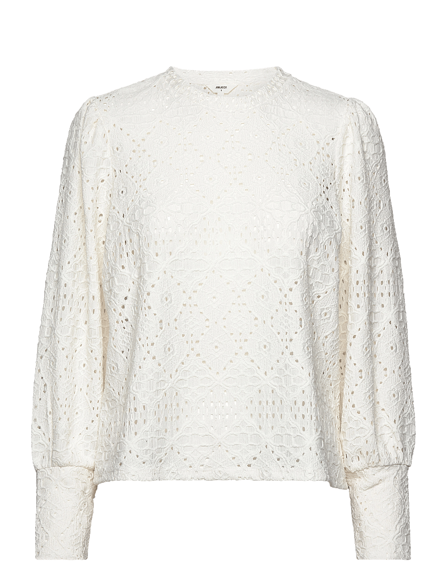 Object - OBJFEODORA L/S TOP NOOS - langärmelige blusen - cloud dancer - 1