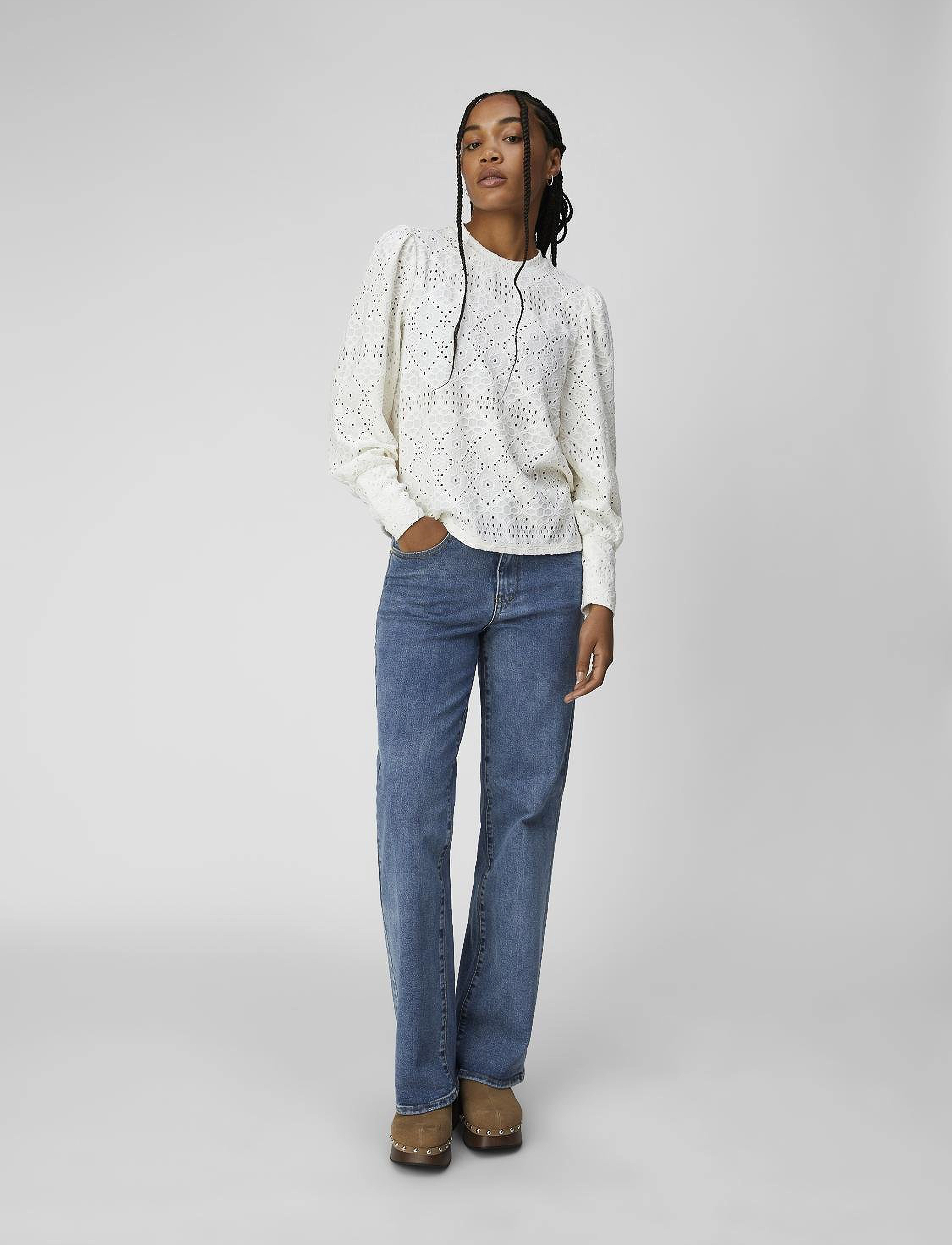 Object - OBJFEODORA L/S TOP NOOS - langärmlige blusen - cloud dancer - 4
