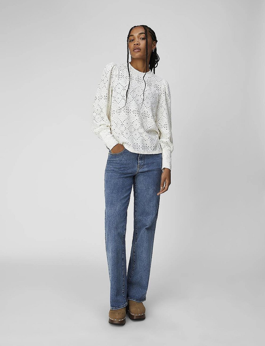 Object - OBJFEODORA L/S TOP NOOS - langärmelige blusen - cloud dancer - 4