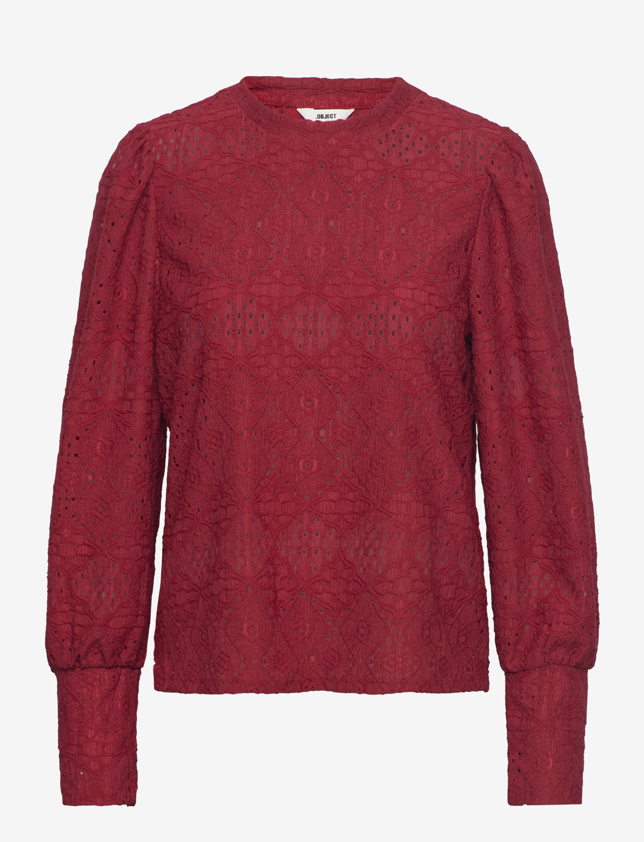 Object - OBJFEODORA L/S TOP NOOS - langærmede bluser - red dahlia - 0