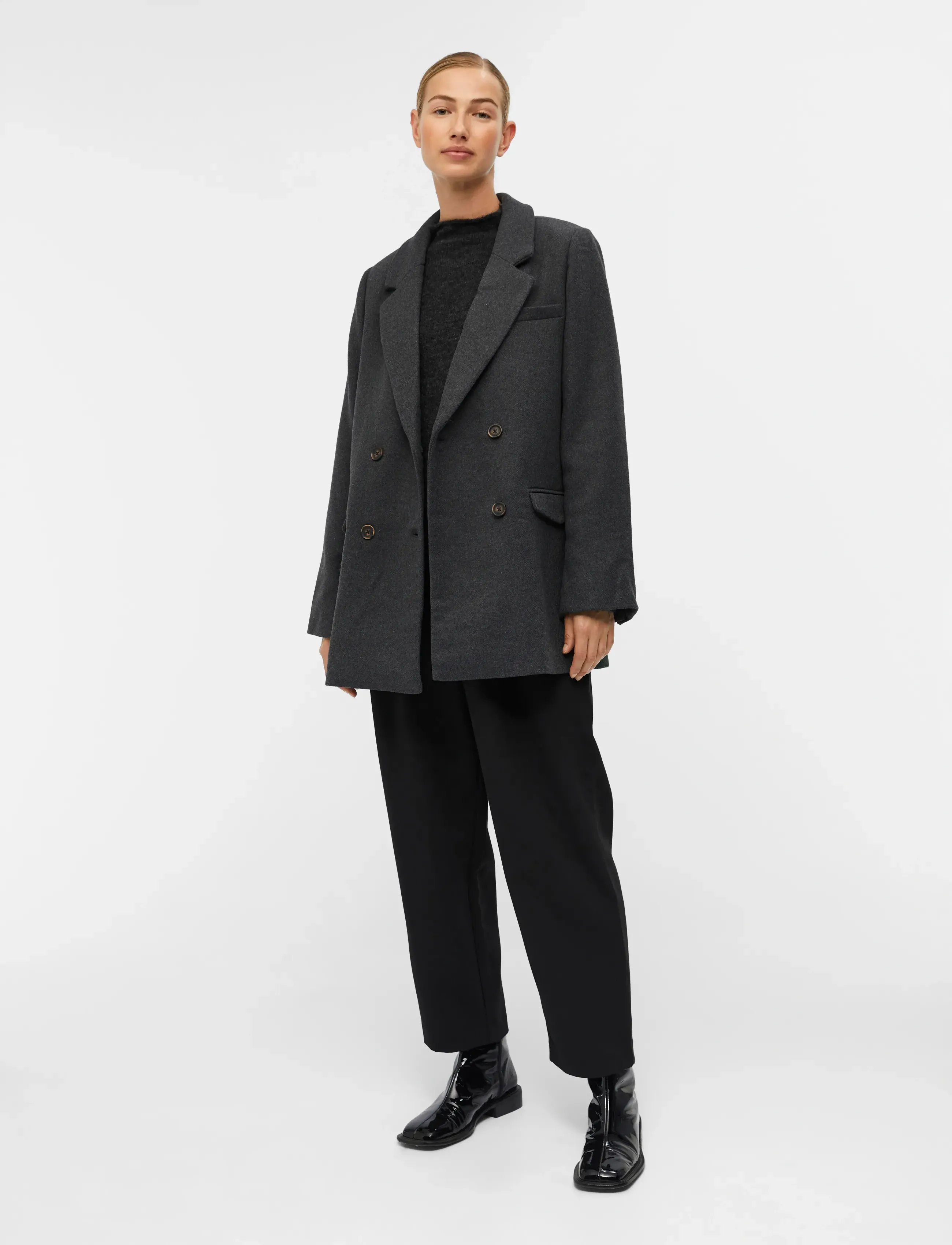 Object - OBJBLAZA LE JACKET NOOS - wool coats - dark grey melange - 4