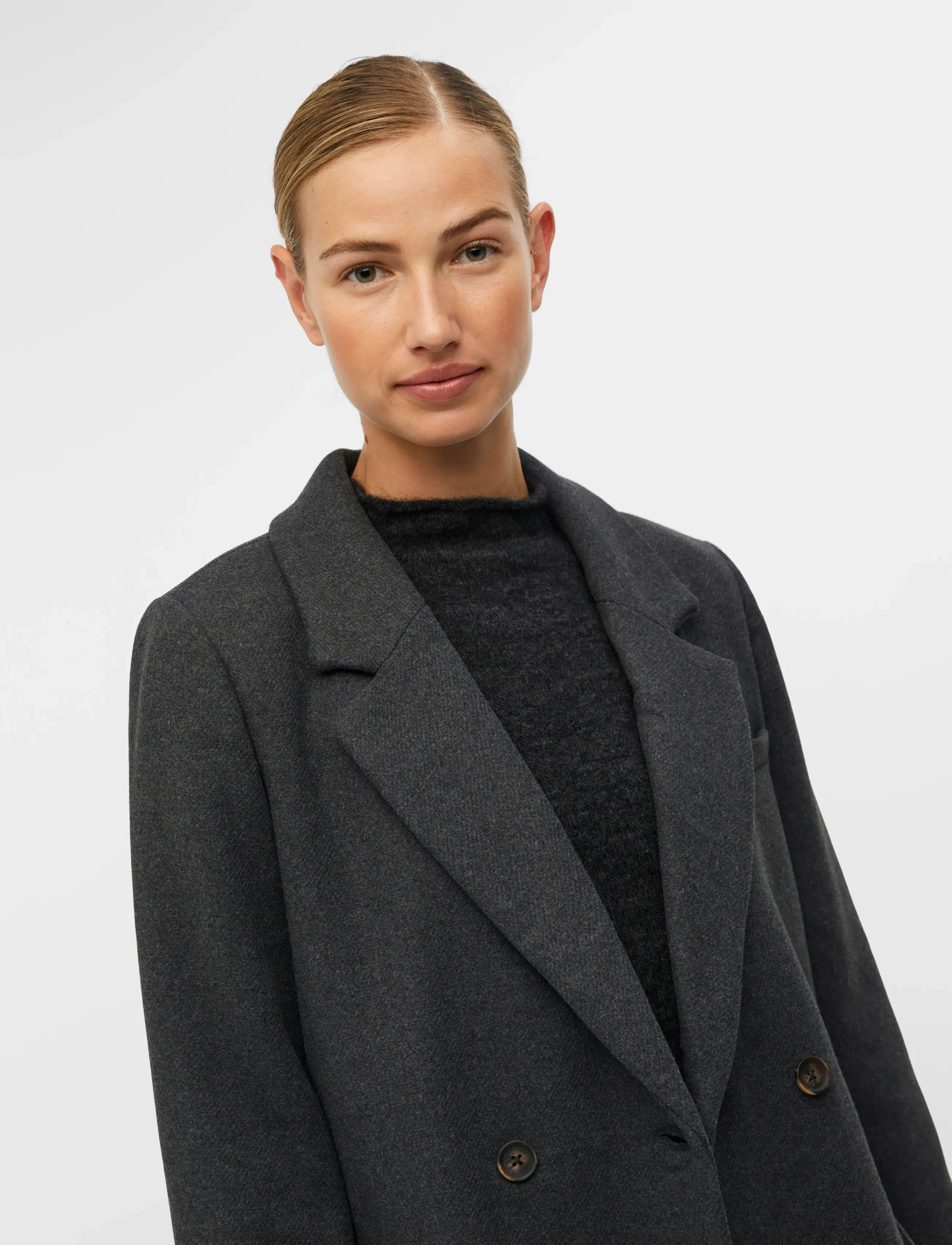 Object - OBJBLAZA LE JACKET NOOS - wool coats - dark grey melange - 5