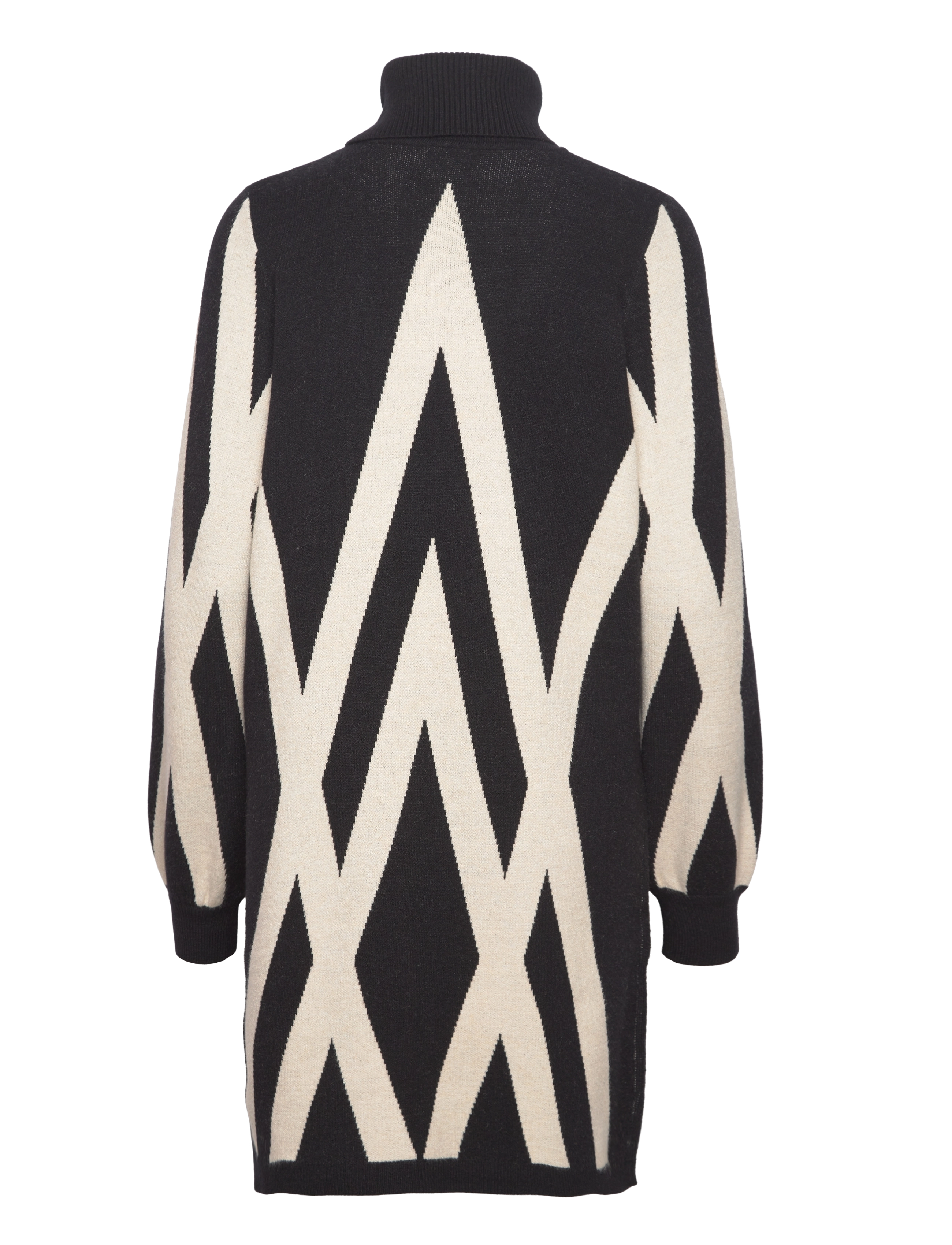 Object - OBJRAY L/S KNIT ROLLNECK DRESS AOP NOOS - strikkjoler - black - 2