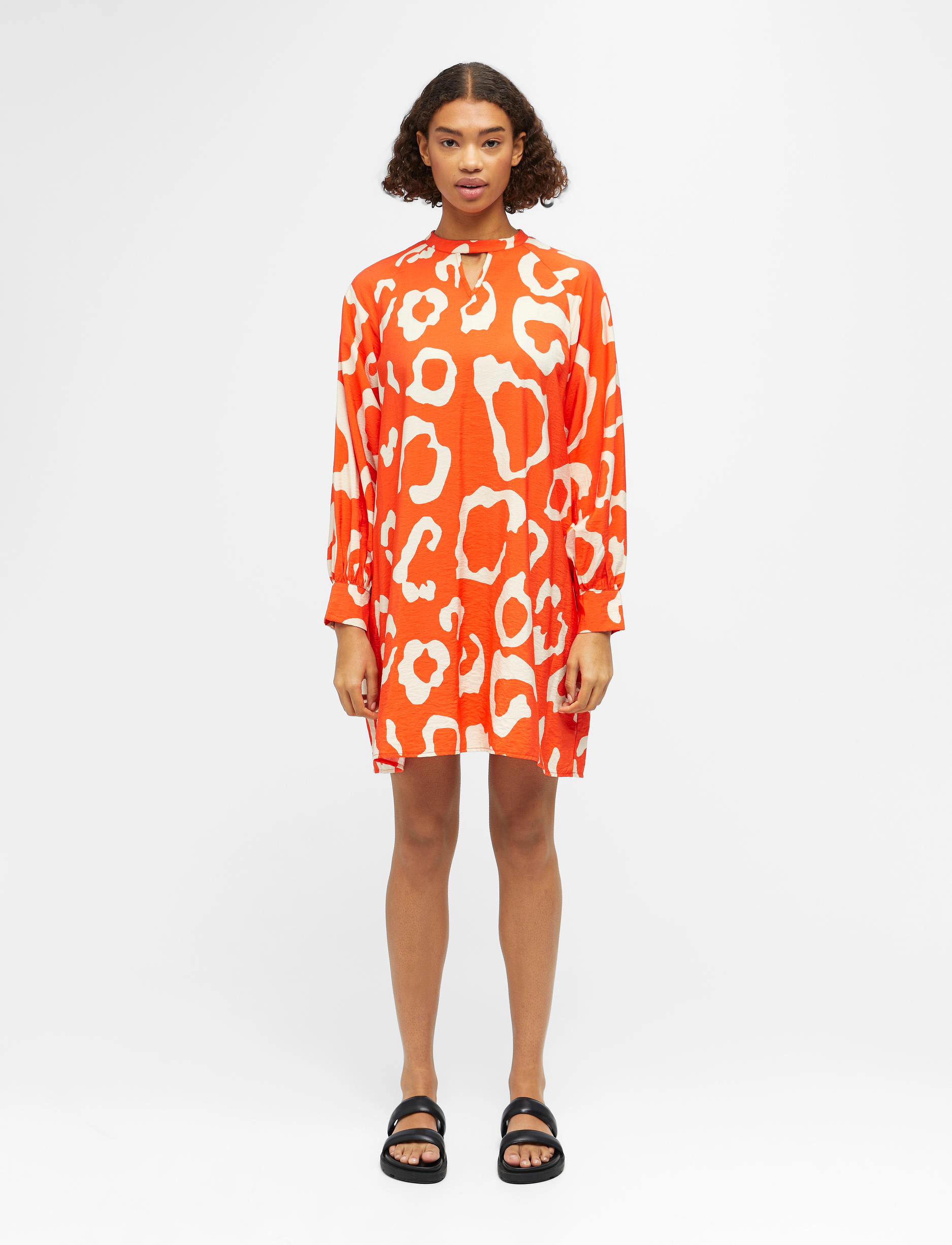 Object - OBJJACIRA L/S SHORT DRESS 126 - korte kjoler - hot coral - 3