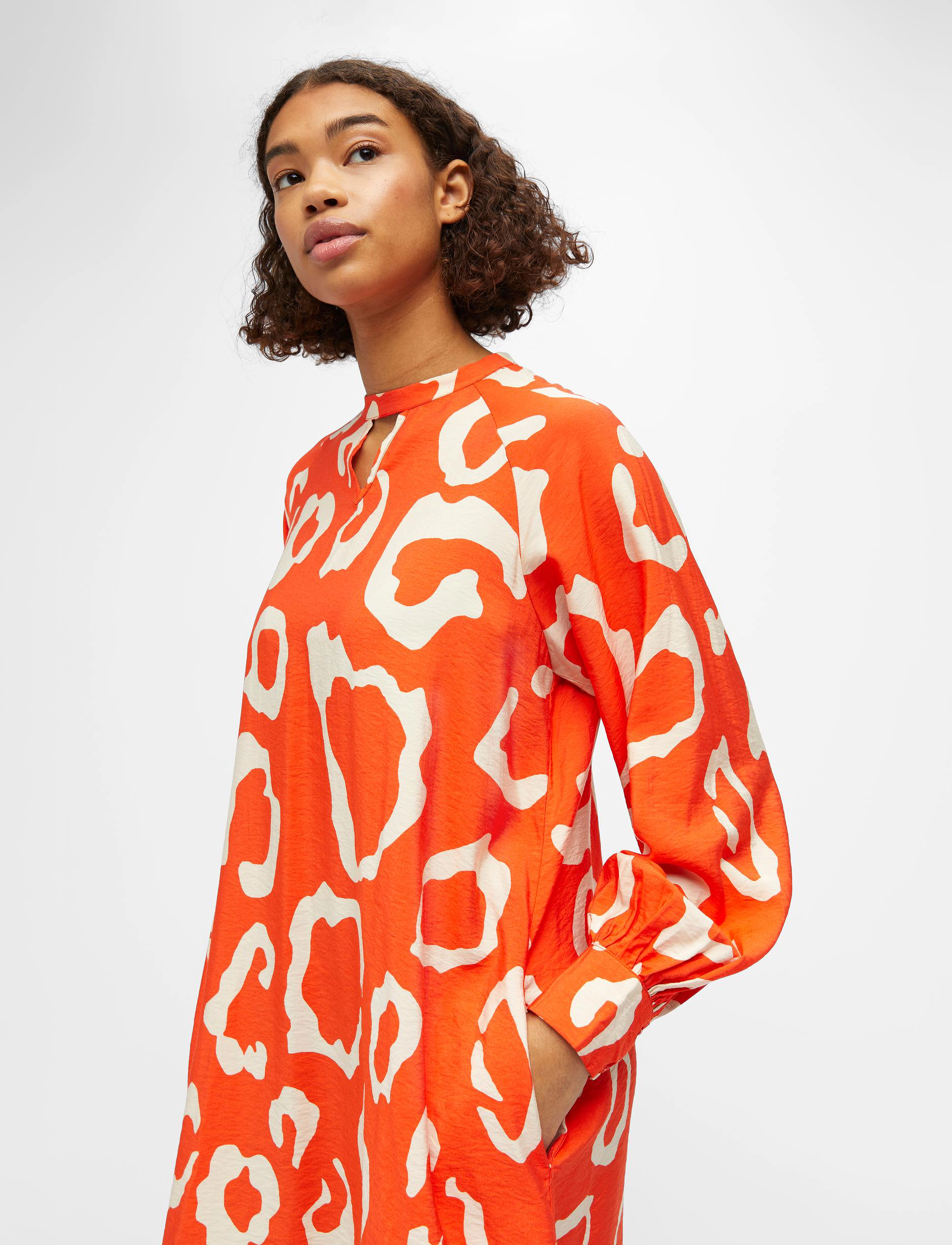 Object - OBJJACIRA L/S SHORT DRESS 126 - korte kjoler - hot coral - 4