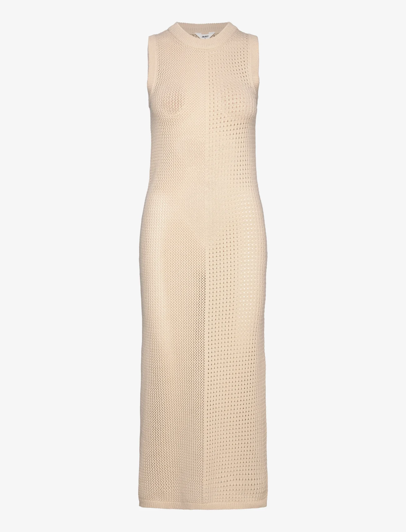 Object - OBJPALIA S/L KNIT DRESS 126 - sukienki letnie - sandshell - 0