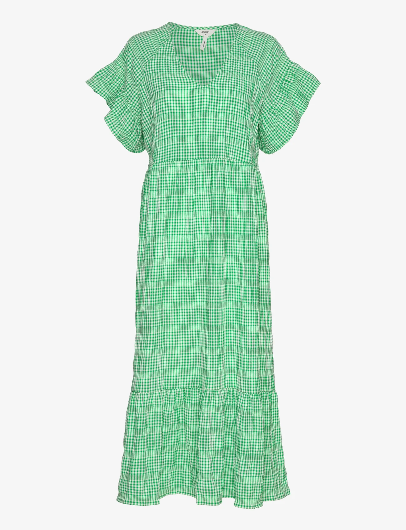 Object - OBJAZANA S/S LONG DRESS 126 - summer dresses - fern green - 0
