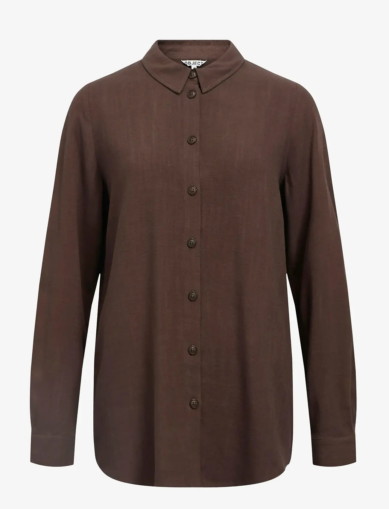 Object - OBJSANNE L/S SHIRT NOOS - langærmede skjorter - seal brown - 1