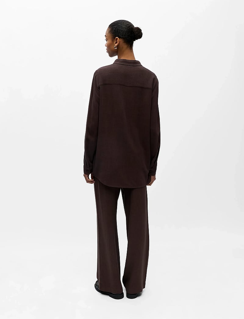 Object - OBJSANNE L/S SHIRT NOOS - langærmede skjorter - seal brown - 2