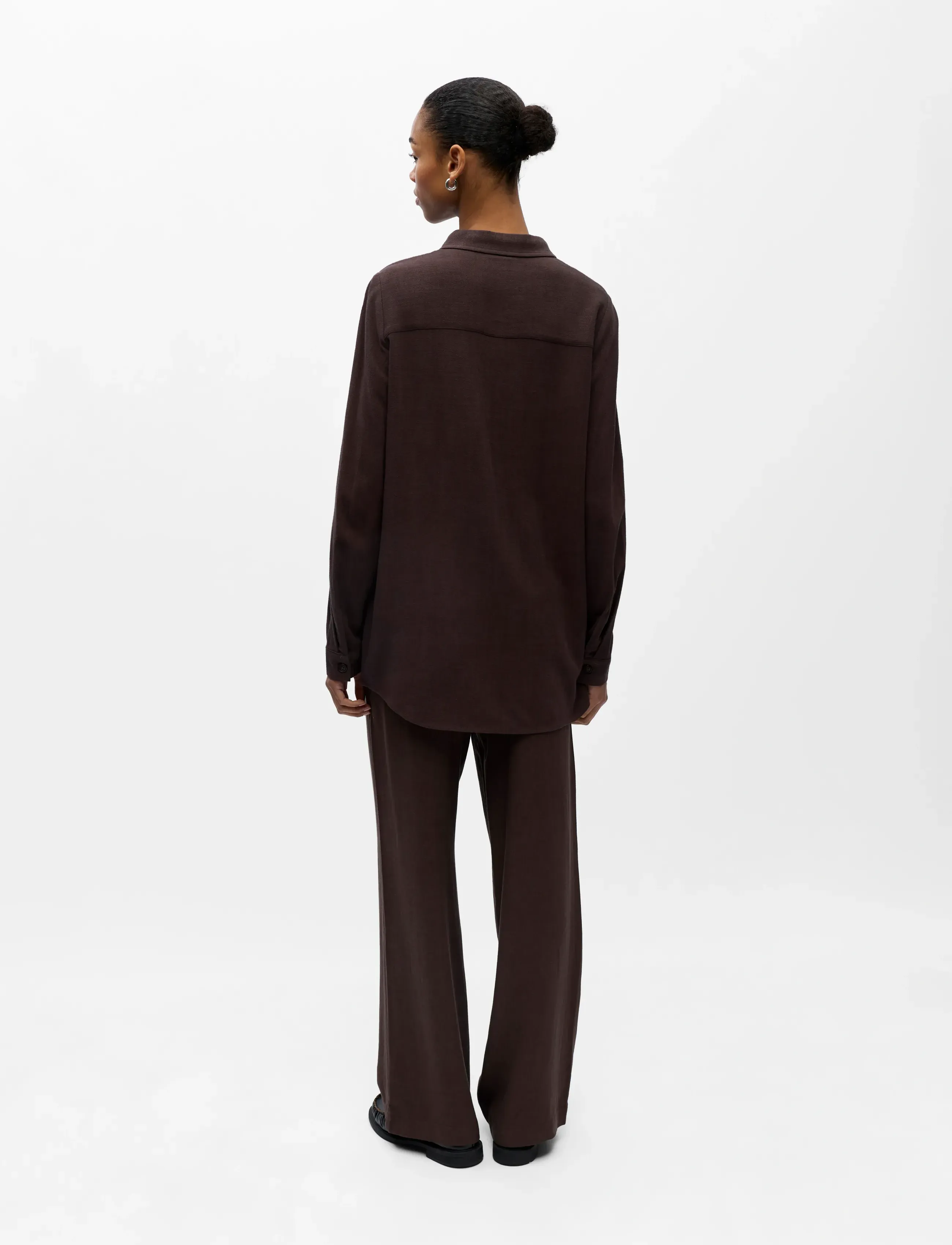 Object - OBJSANNE L/S SHIRT NOOS - seal brown - 2