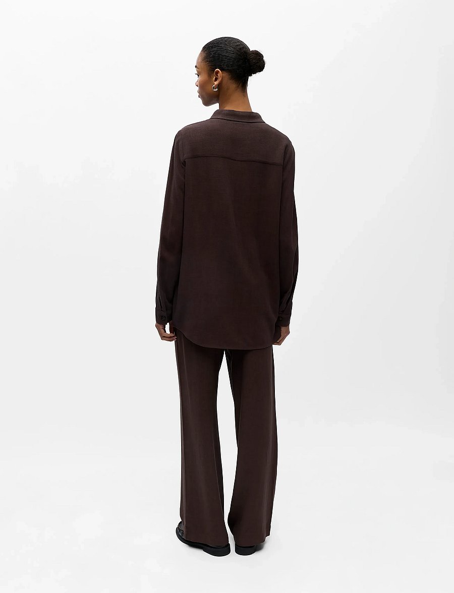 Object - OBJSANNE L/S SHIRT NOOS - seal brown - 2