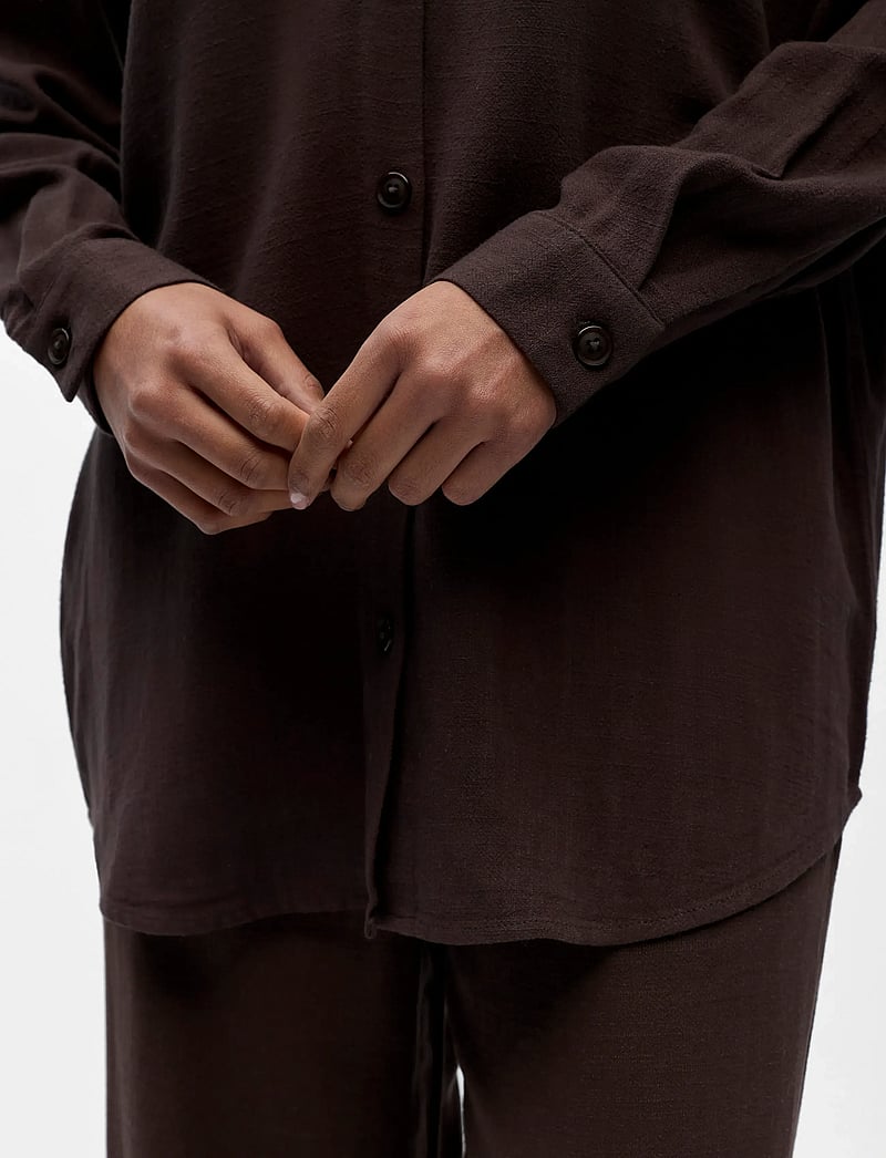 Object - OBJSANNE L/S SHIRT NOOS - langærmede skjorter - seal brown - 3