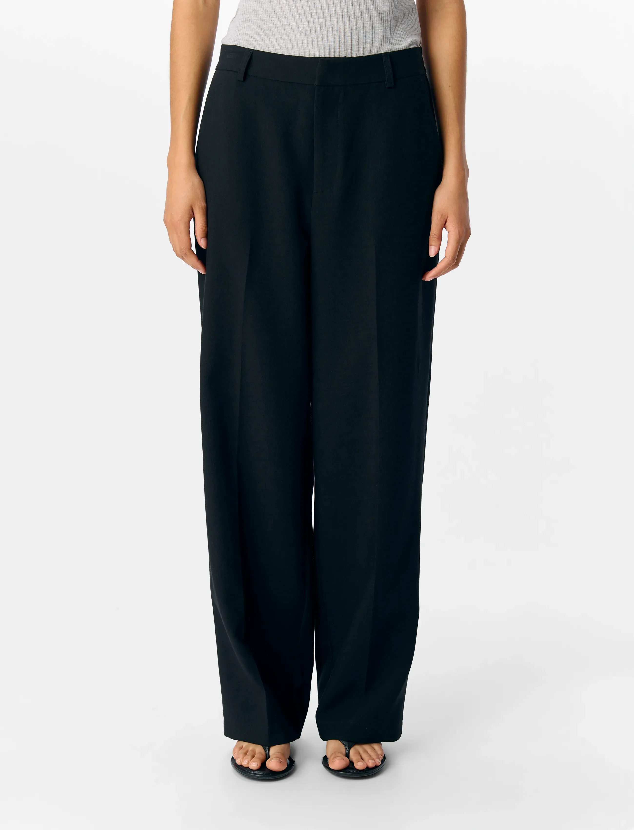 Object Objsigrid Hw Casual Pant Noos, 36, Trousers, Schwarz - Wide Leg, Frauen