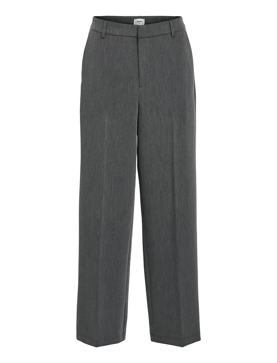 Object - OBJSIGRID HW CASUAL PANT NOOS - laia säärega püksid - medium grey melange - 1