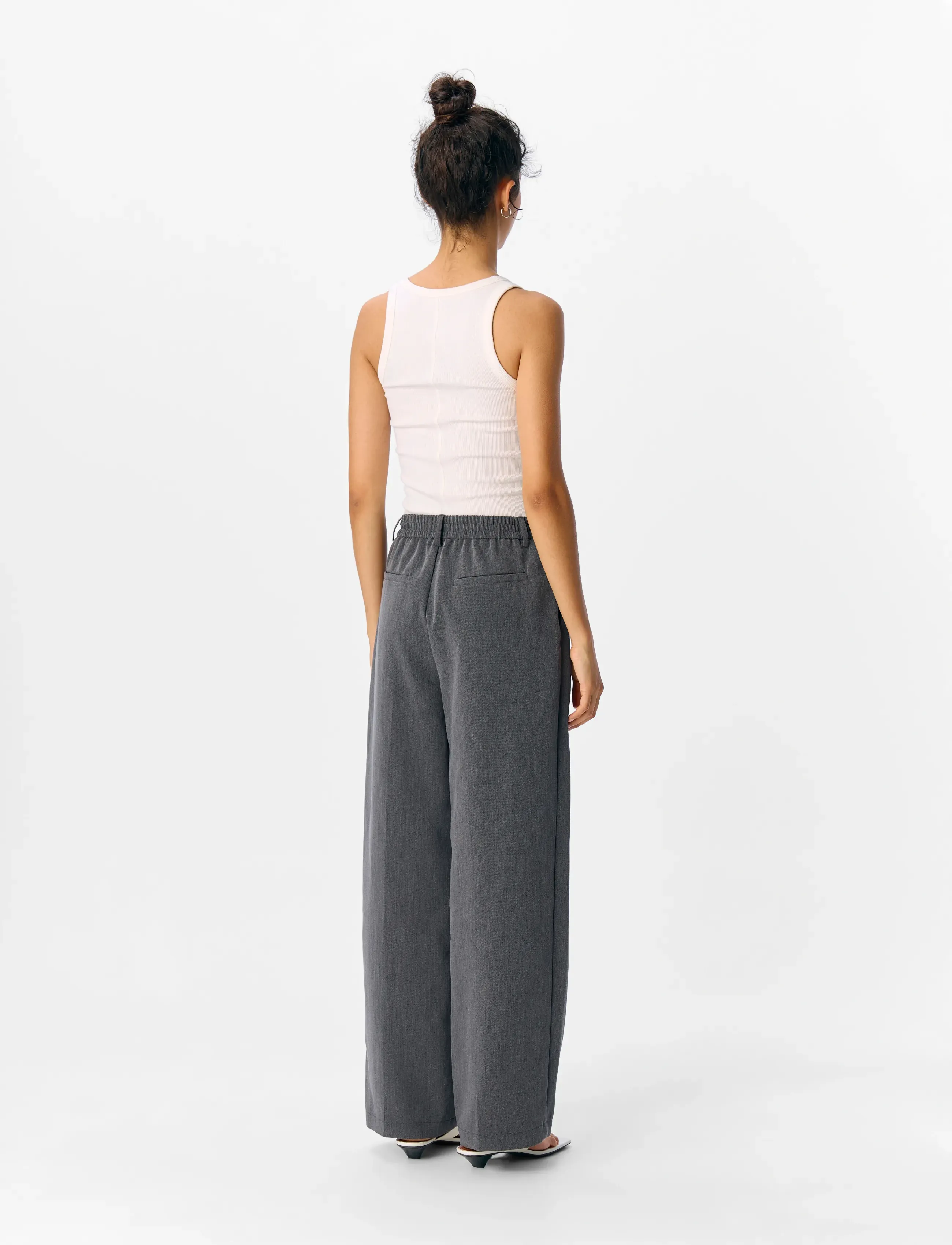 Object - OBJSIGRID HW CASUAL PANT NOOS - vida byxor - medium grey melange - 3