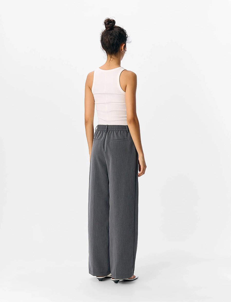 Object - OBJSIGRID HW CASUAL PANT NOOS - laia säärega püksid - medium grey melange - 3