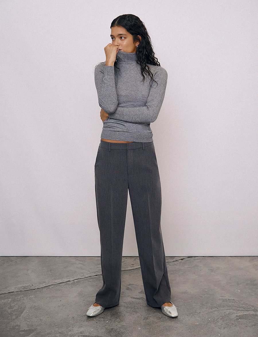 Object - OBJSIGRID HW CASUAL PANT NOOS - laia säärega püksid - medium grey melange - 4