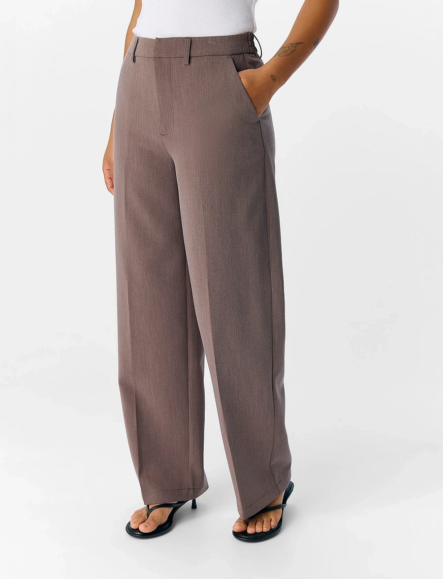 Object - OBJSIGRID HW CASUAL PANT NOOS - hosen mit weitem bein - seal brown - 0