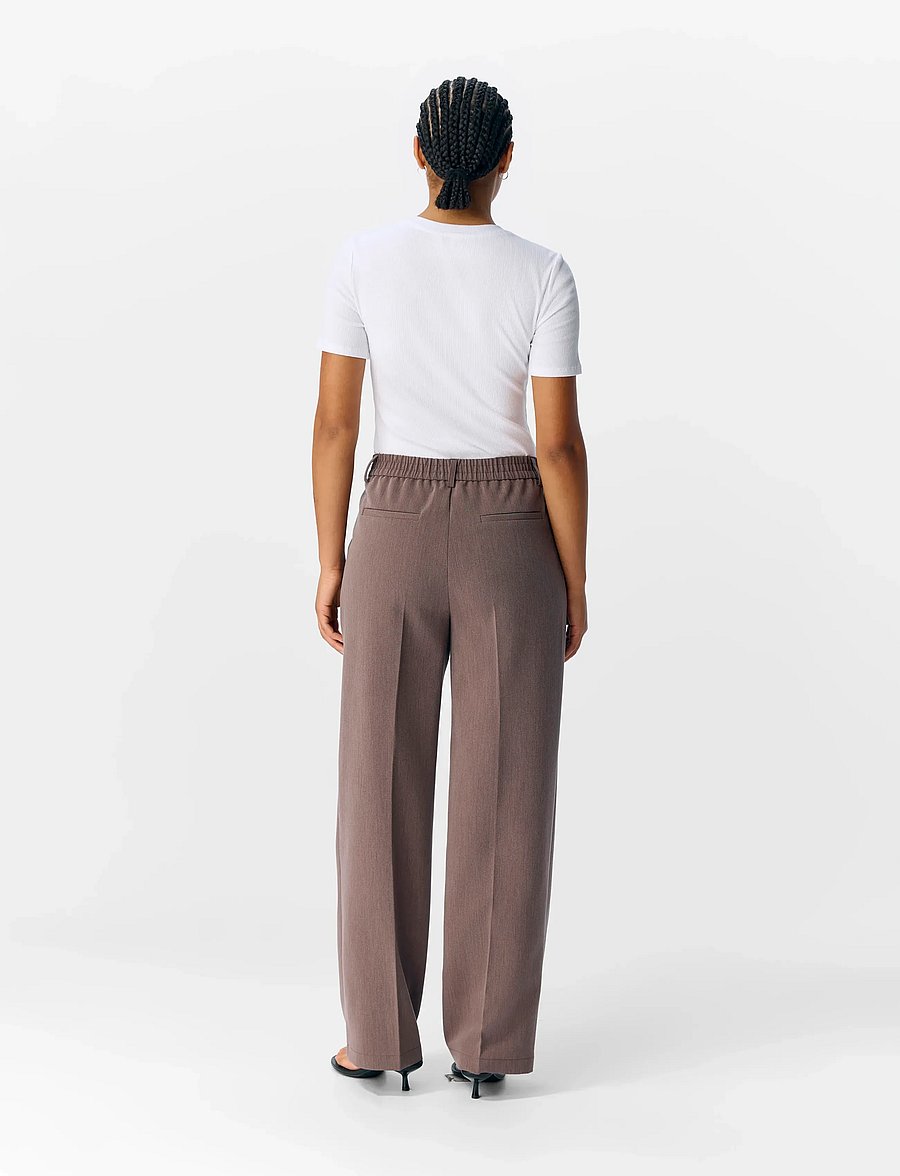 Object - OBJSIGRID HW CASUAL PANT NOOS - hosen mit weitem bein - seal brown - 2