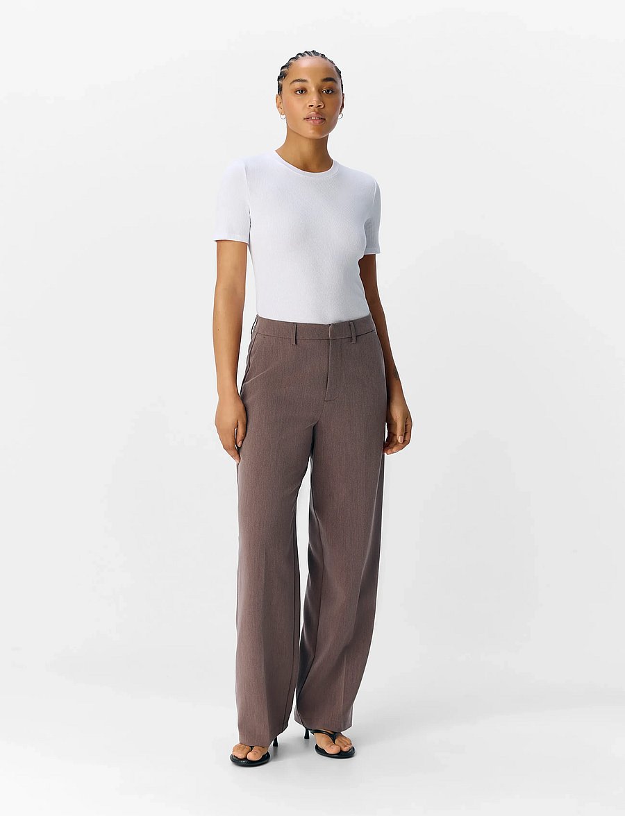 Object - OBJSIGRID HW CASUAL PANT NOOS - hosen mit weitem bein - seal brown - 4