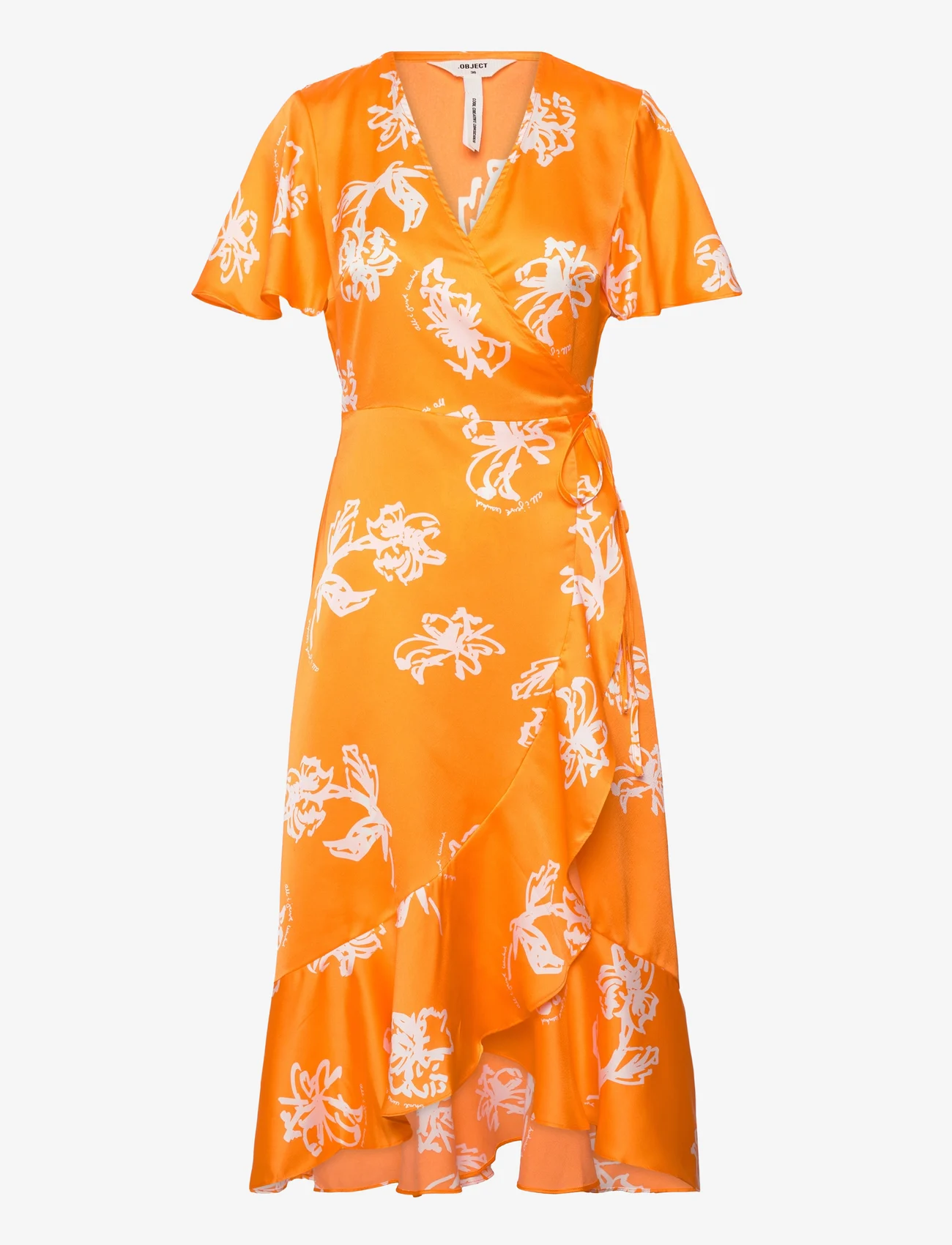 Object - OBJISSY PAPAYA S/S MIDI WRAP DRESS 127 - feestelijke kleding voor outlet-prijzen - bright marigold - 0