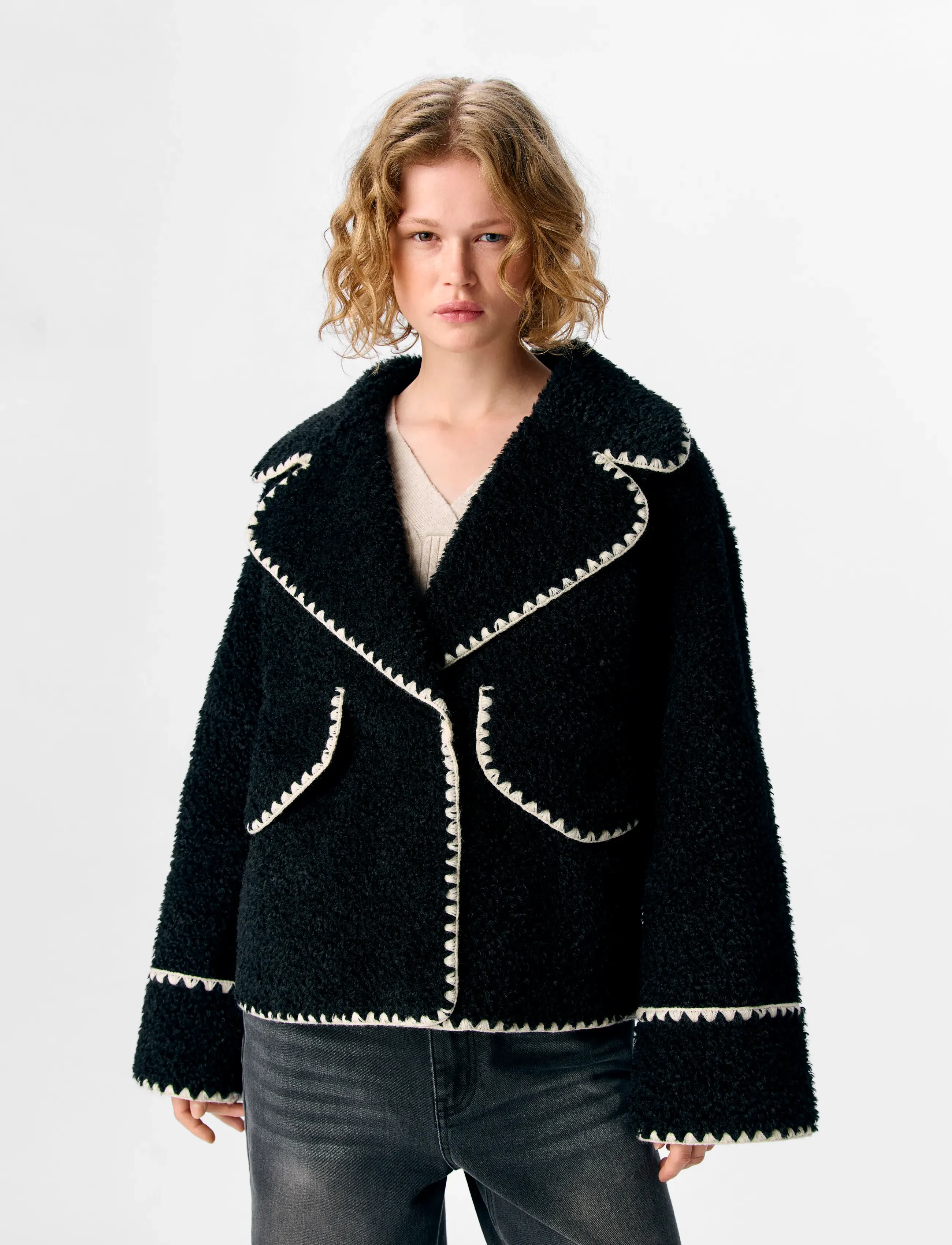 Object Objshiren Jacket Noos, 40, Black, Overtøj > Imiteret Pels, Dame
